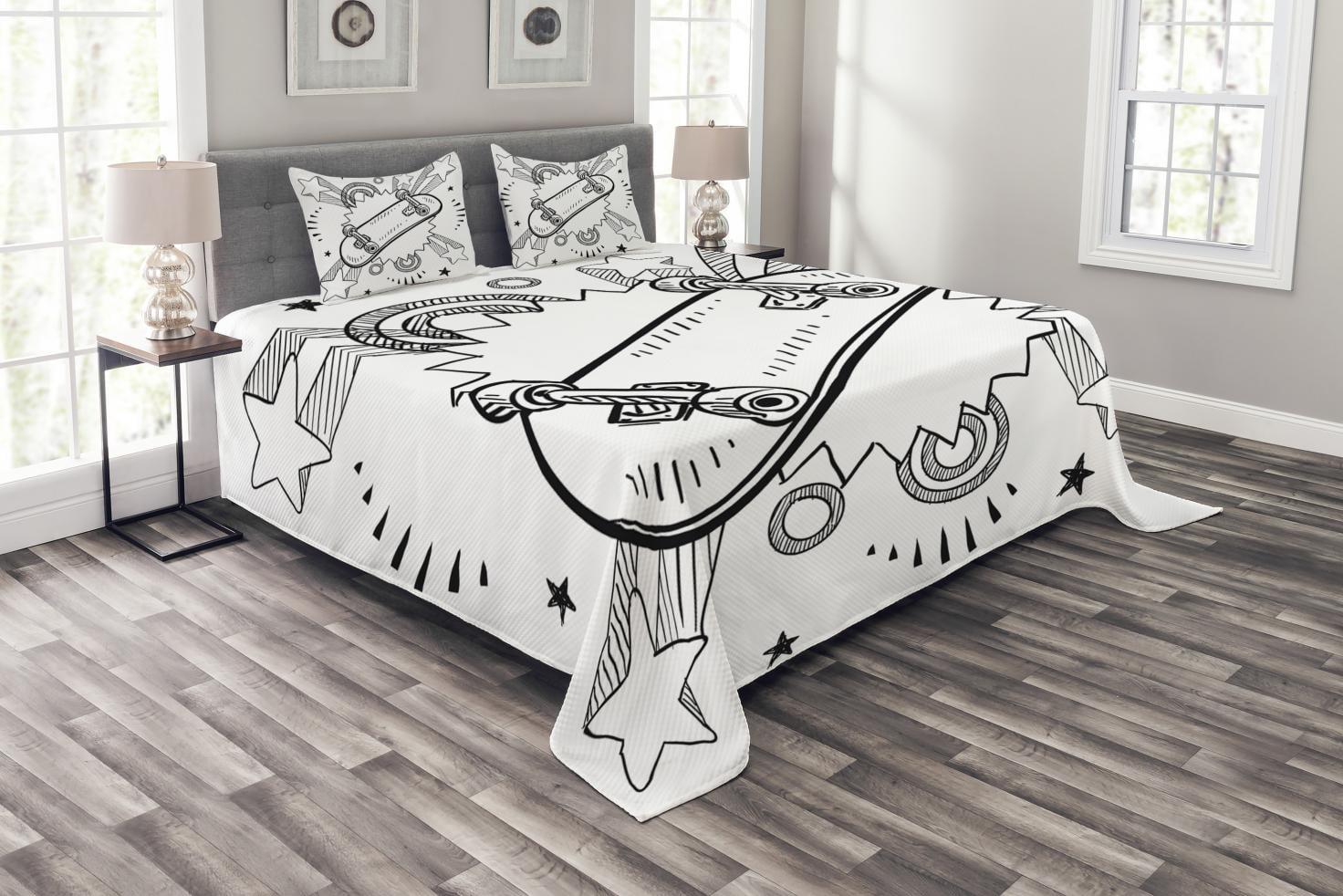 Queen Black Polyester Hipster Bedspread Set