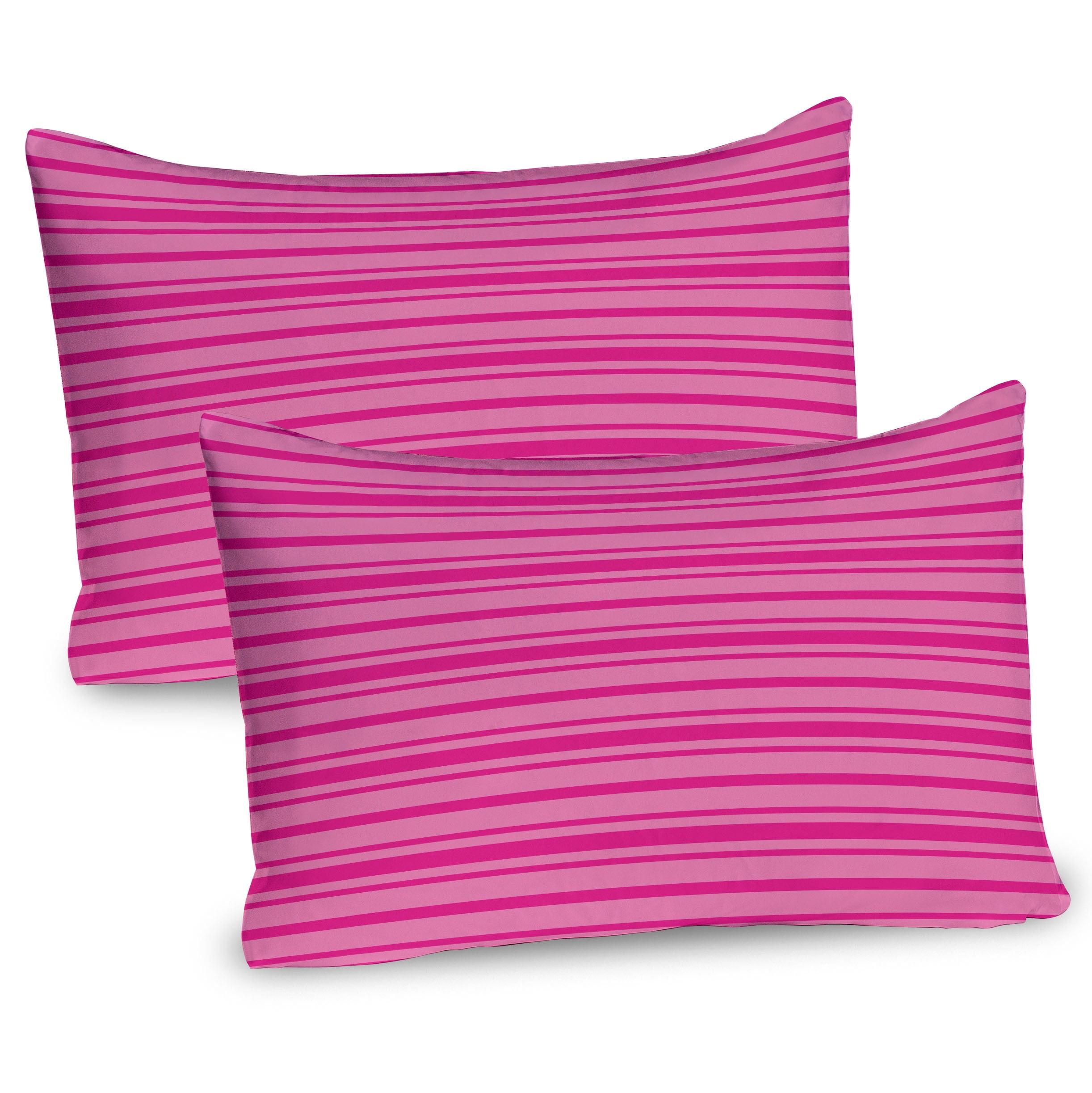 Ambesonne Hot Pink Pillow Sham 2 Pack Stripes Geometrical 30"x20" Pink Hot Pink