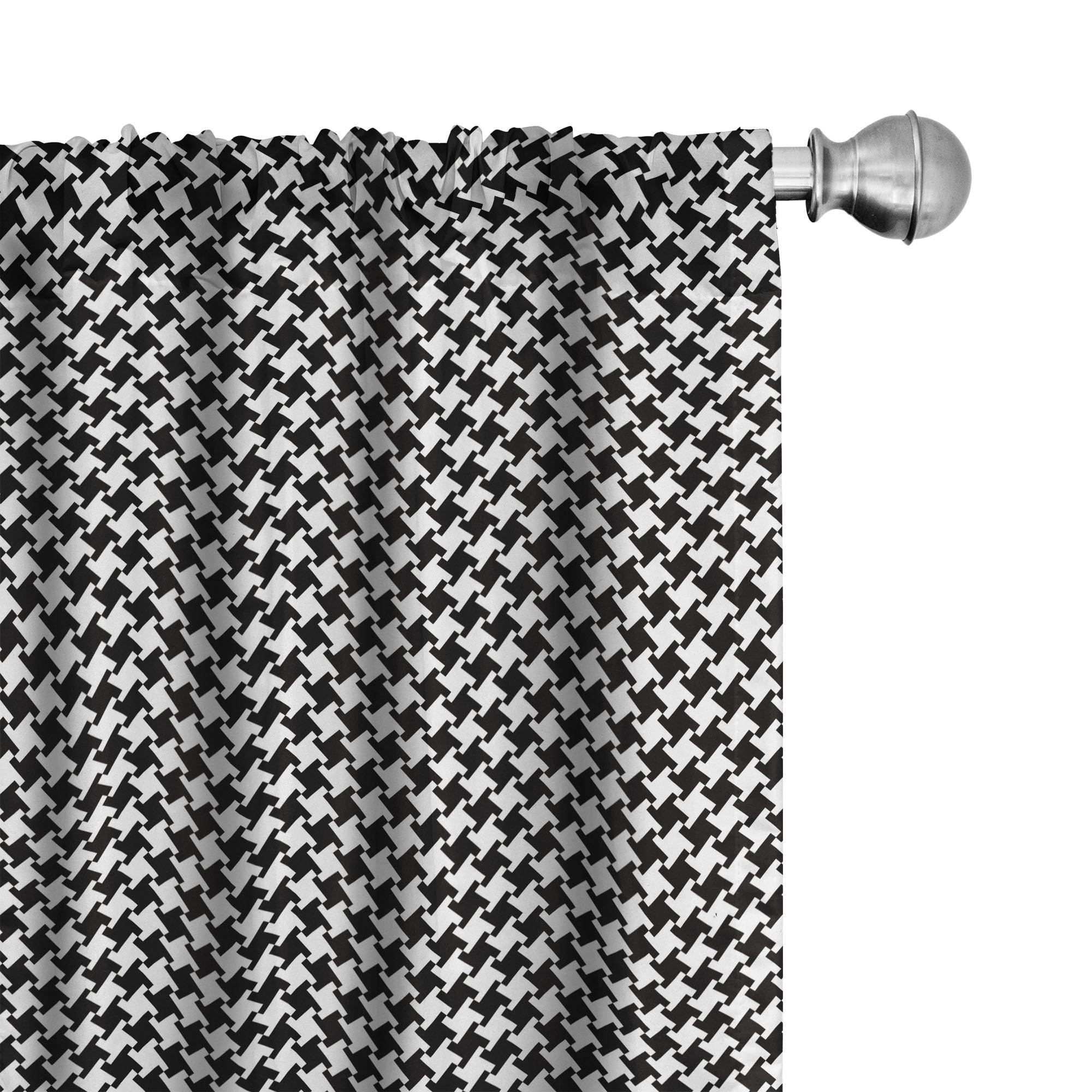 Houndstooth Semi-Sheer Rod Pocket Curtain Panels (Set of 2)