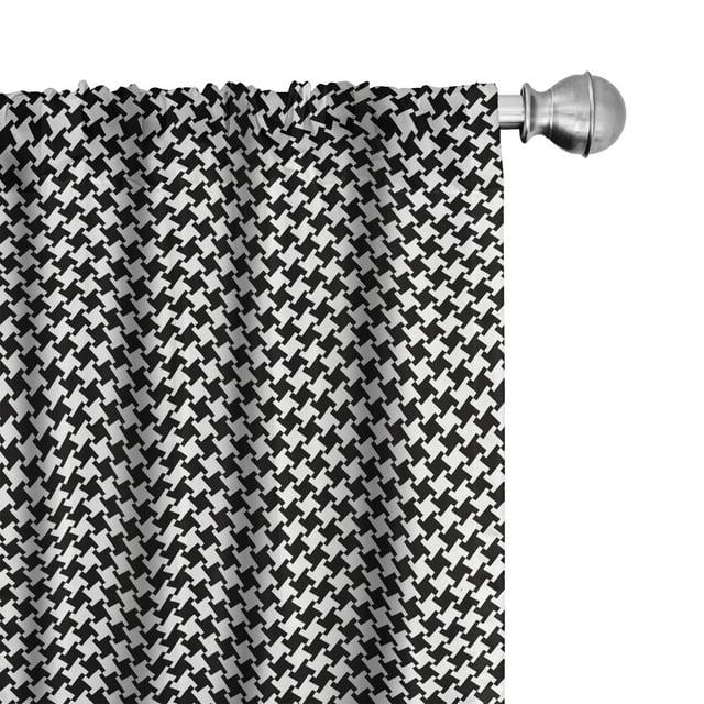Ambesonne Houndstooth Semi-Sheer Rod Pocket Curtain Panels (Set of 2)