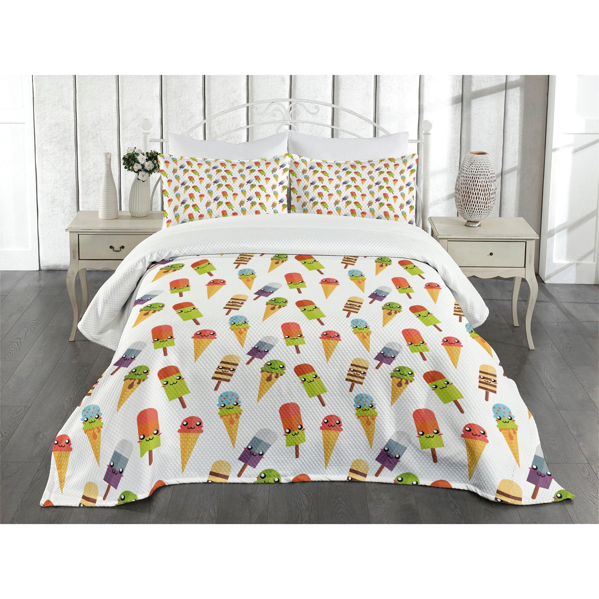 Ambesonne Ice Cream Bedspread Set Colorful Yummy Multicolor | Wayfair