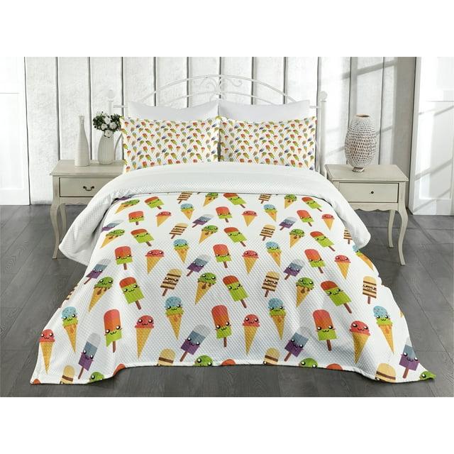 Ambesonne Ice Cream Bedspread Set Colorful Yummy Multicolor | Wayfair