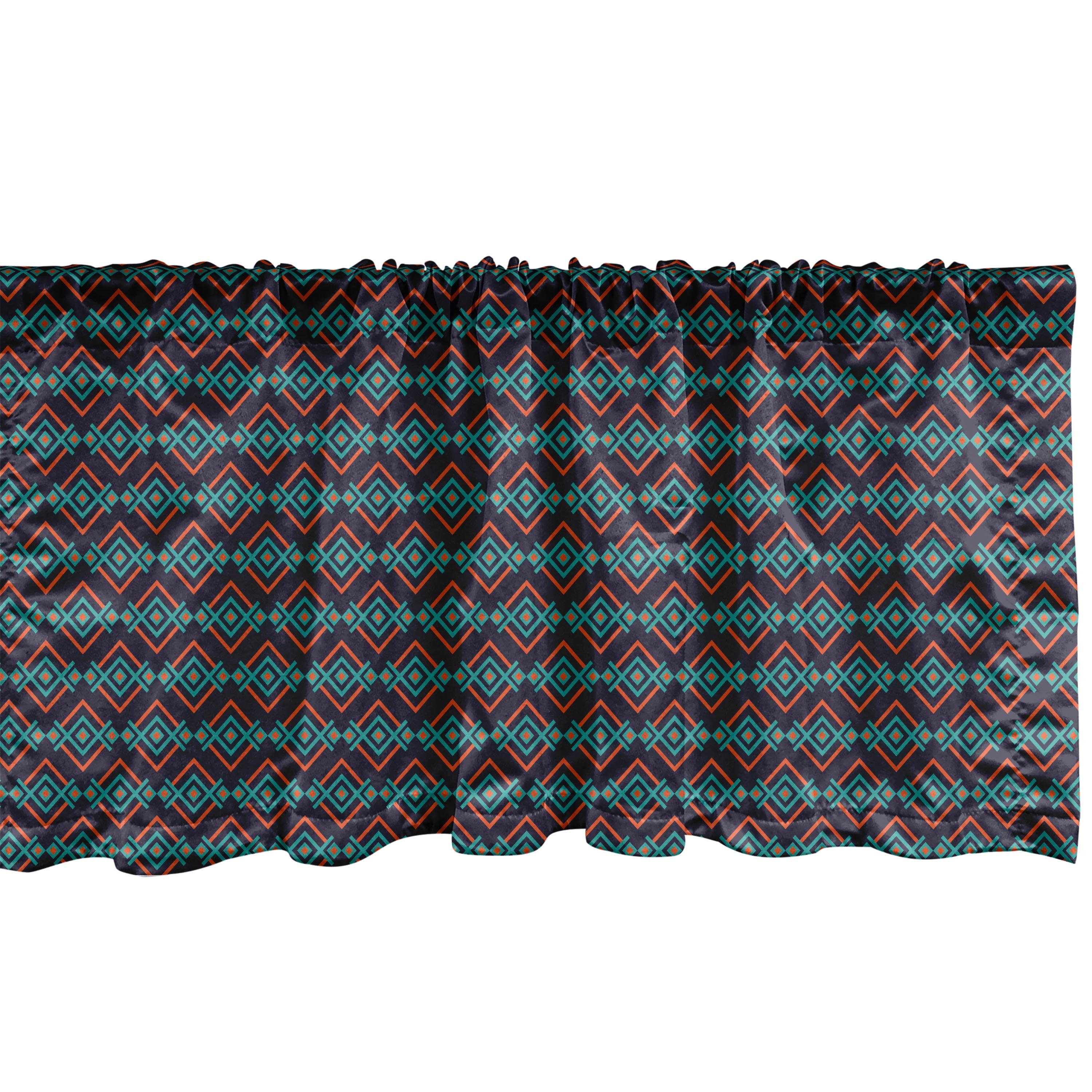 Ambesonne Abstract Valance Pack of 2 Complex Geometric Patterns Dark Teal and Teal