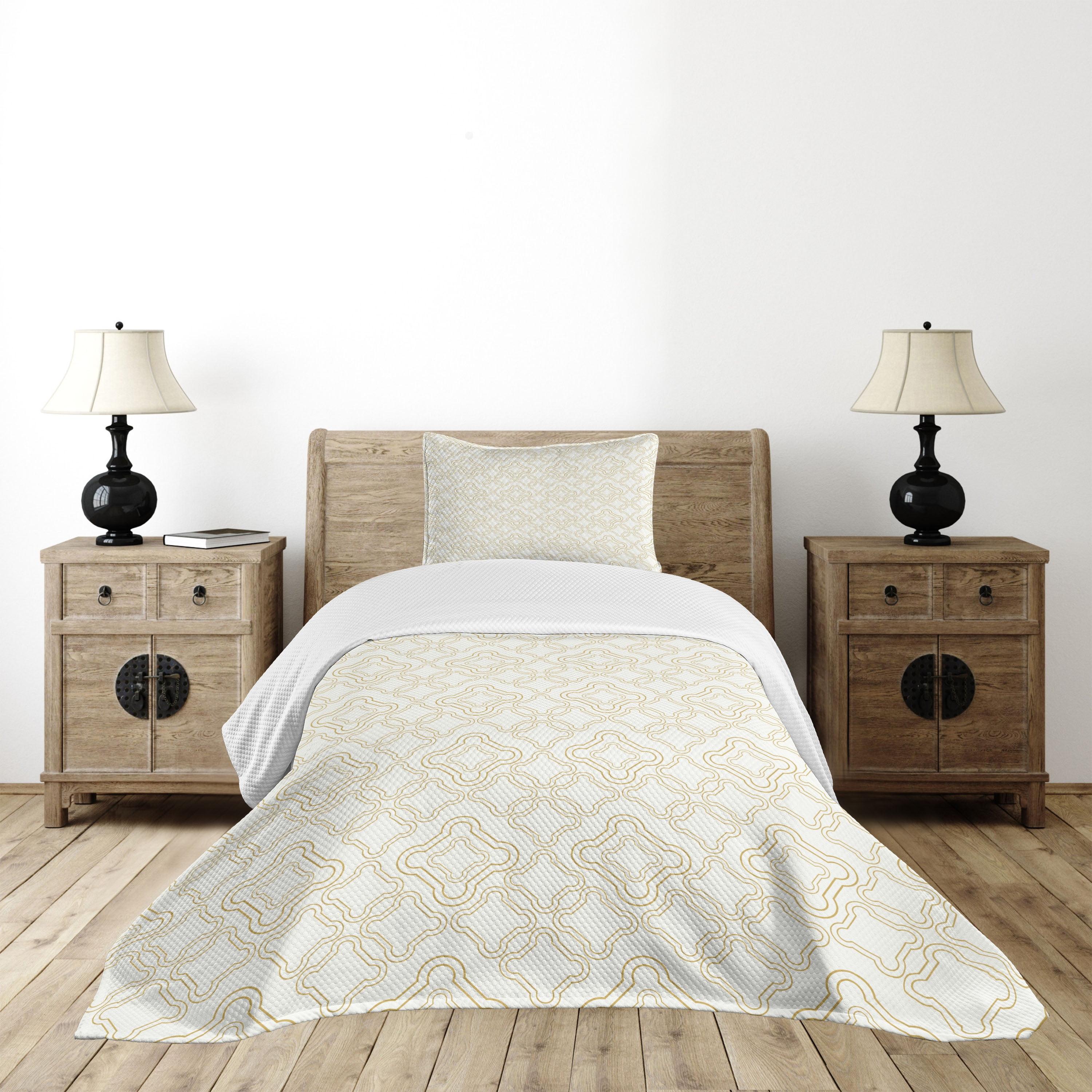 Ambesonne Ambesonne Ivory Bedspread Set 2 Pcs Rococo Style Oriental Twin Cream Tan