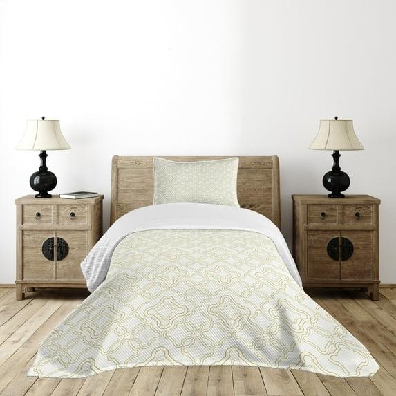 Ambesonne Ambesonne Ivory Bedspread Set 2 Pcs Rococo Style Oriental Twin Cream Tan