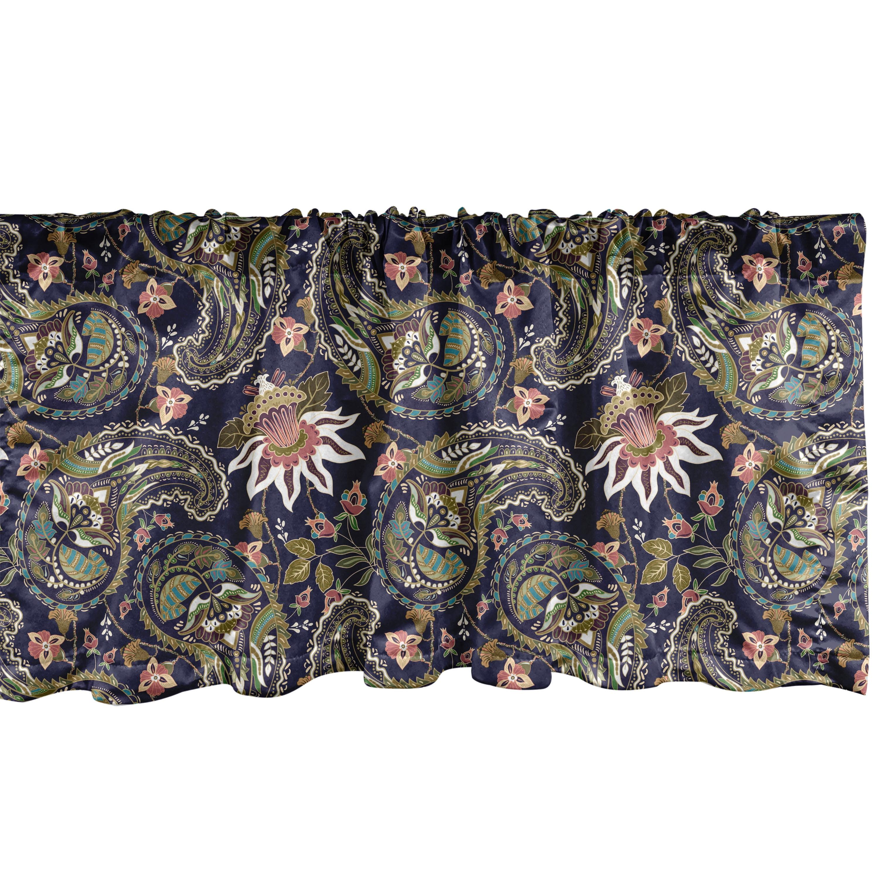 Ambesonne Jacobean Valance Pack of 2 Paisley Indigo Multicolor