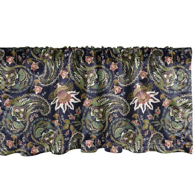 Ambesonne Jacobean Valance Pack of 2 Paisley Indigo Multicolor