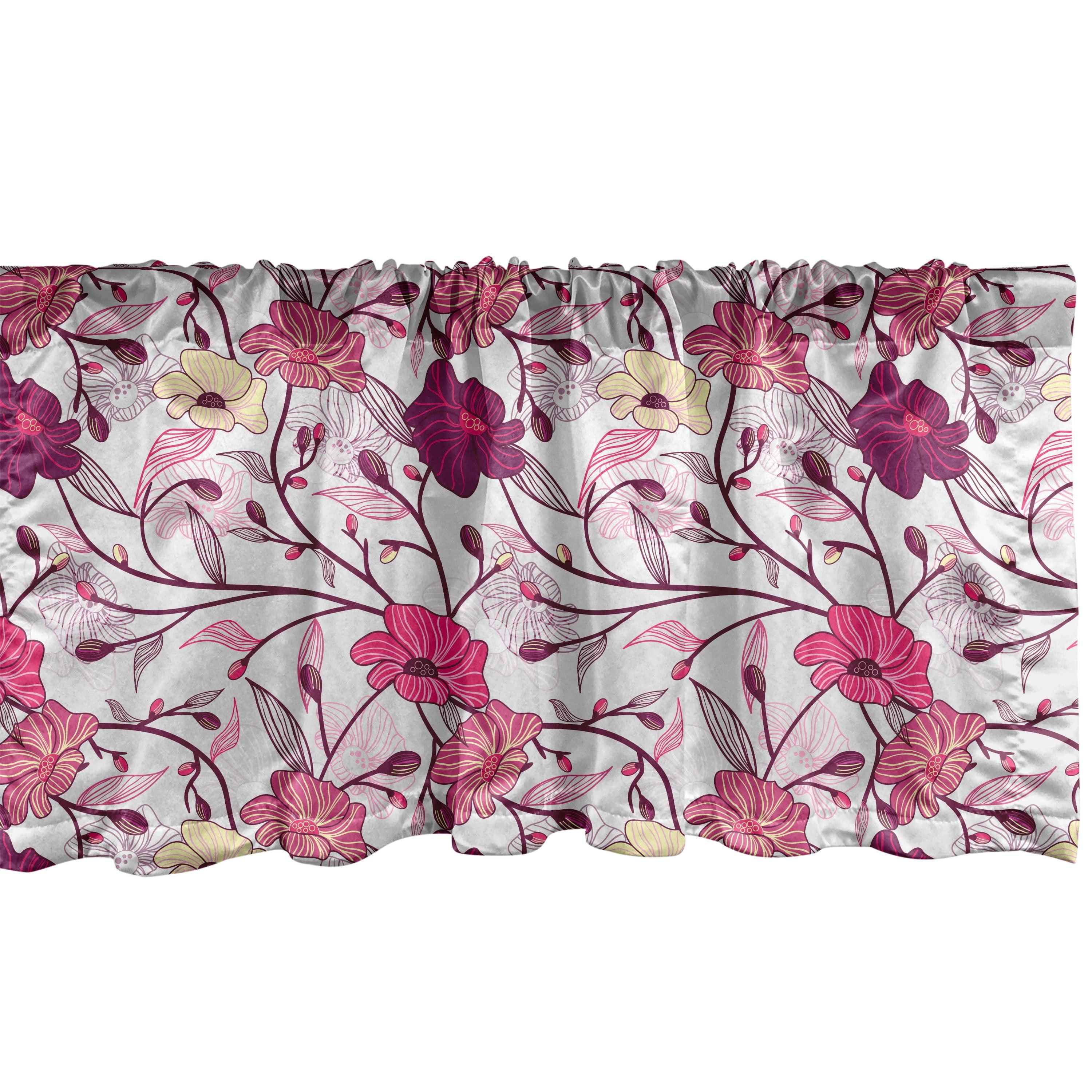 Floral Sateen Ruffled 54'' W Window Valance in