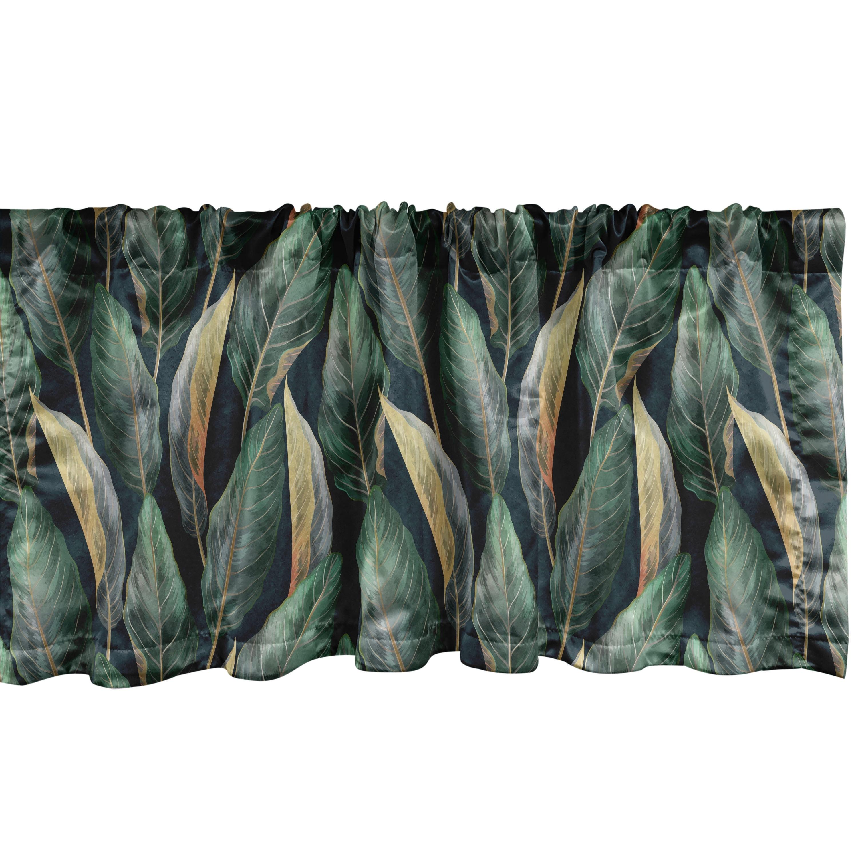 Ambesonne Palm Leaf Valance Pack of 2 Tropical Jungle Motifs Dark Green Multicolor