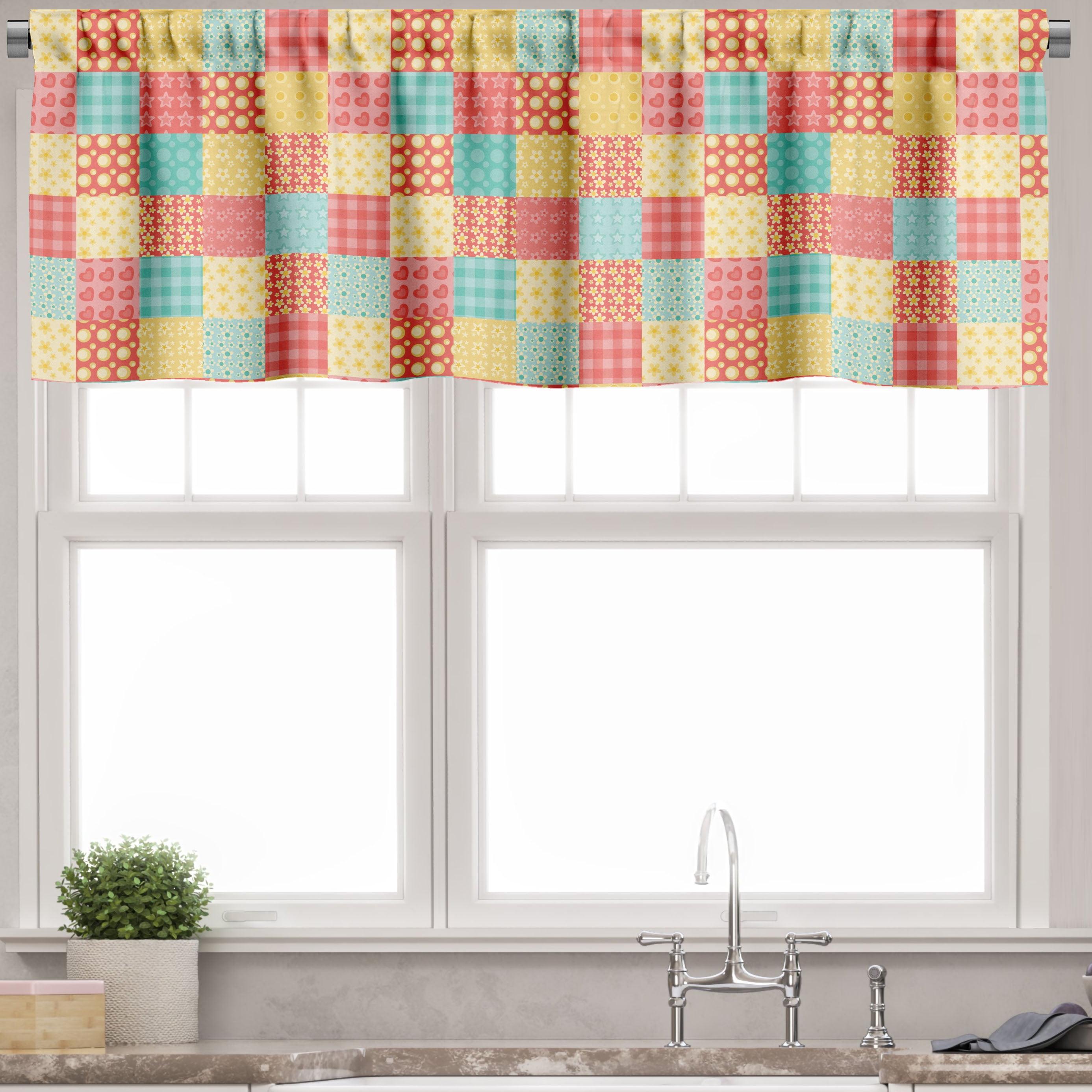 Patchwork Multicolor Satin Rod Pocket Window Valance 54"W x 18"L