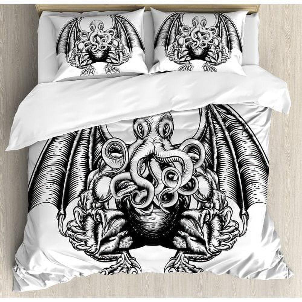 King Black and White Kraken Microfiber Duvet Cover Set