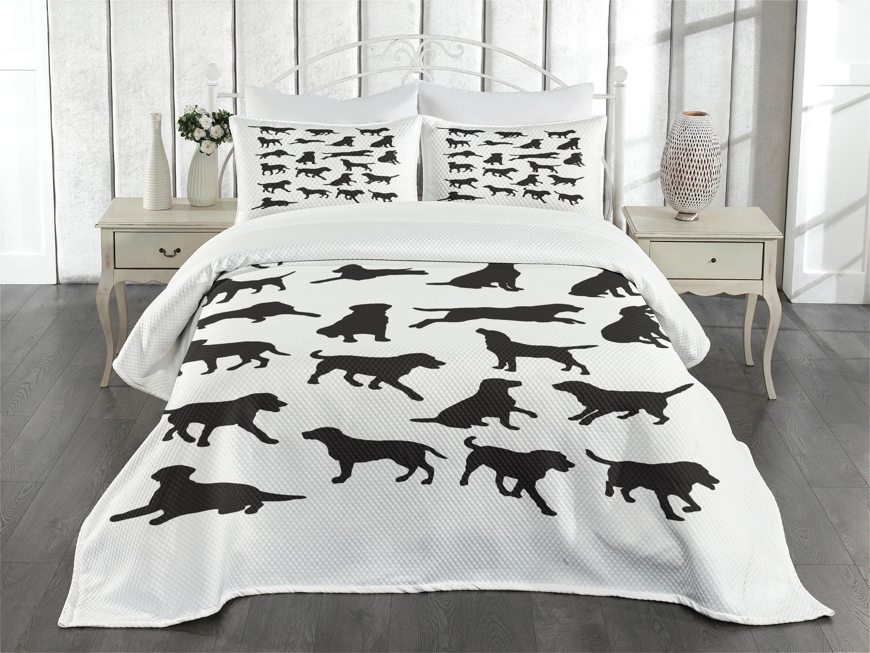 Ambesonne Ambesonne Labrador Bedspread Set Various Positions Charcoal Grey White
