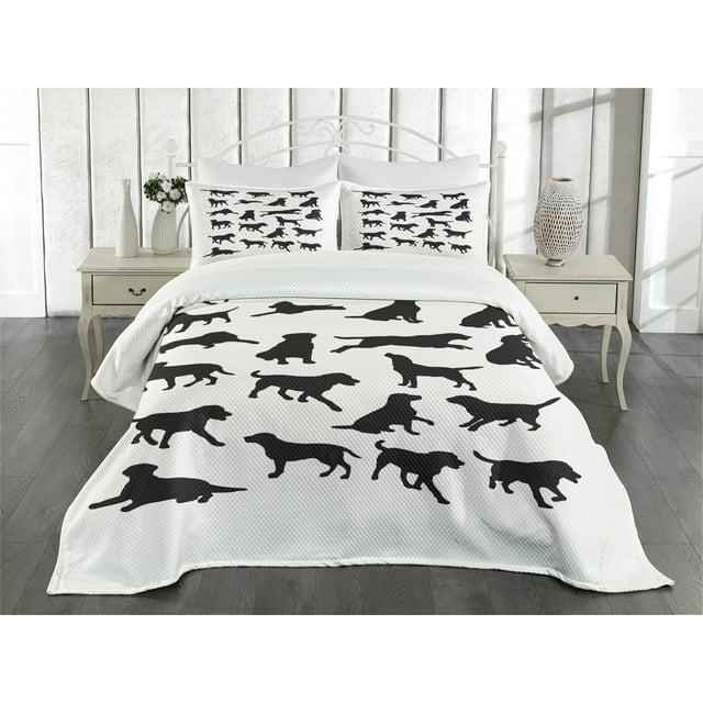 Ambesonne Ambesonne Labrador Bedspread Set Various Positions Charcoal Grey White