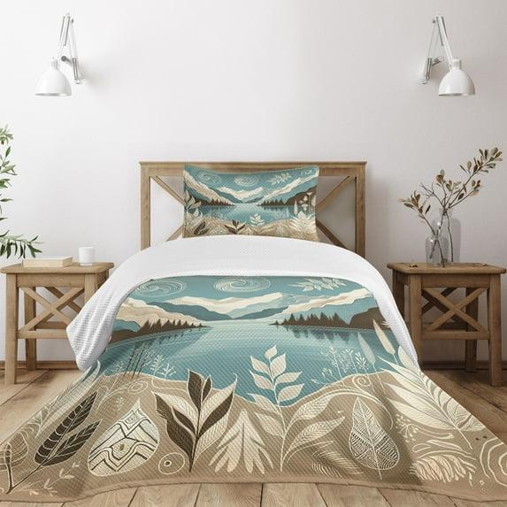 Ambesonne Floral Coverlet Set