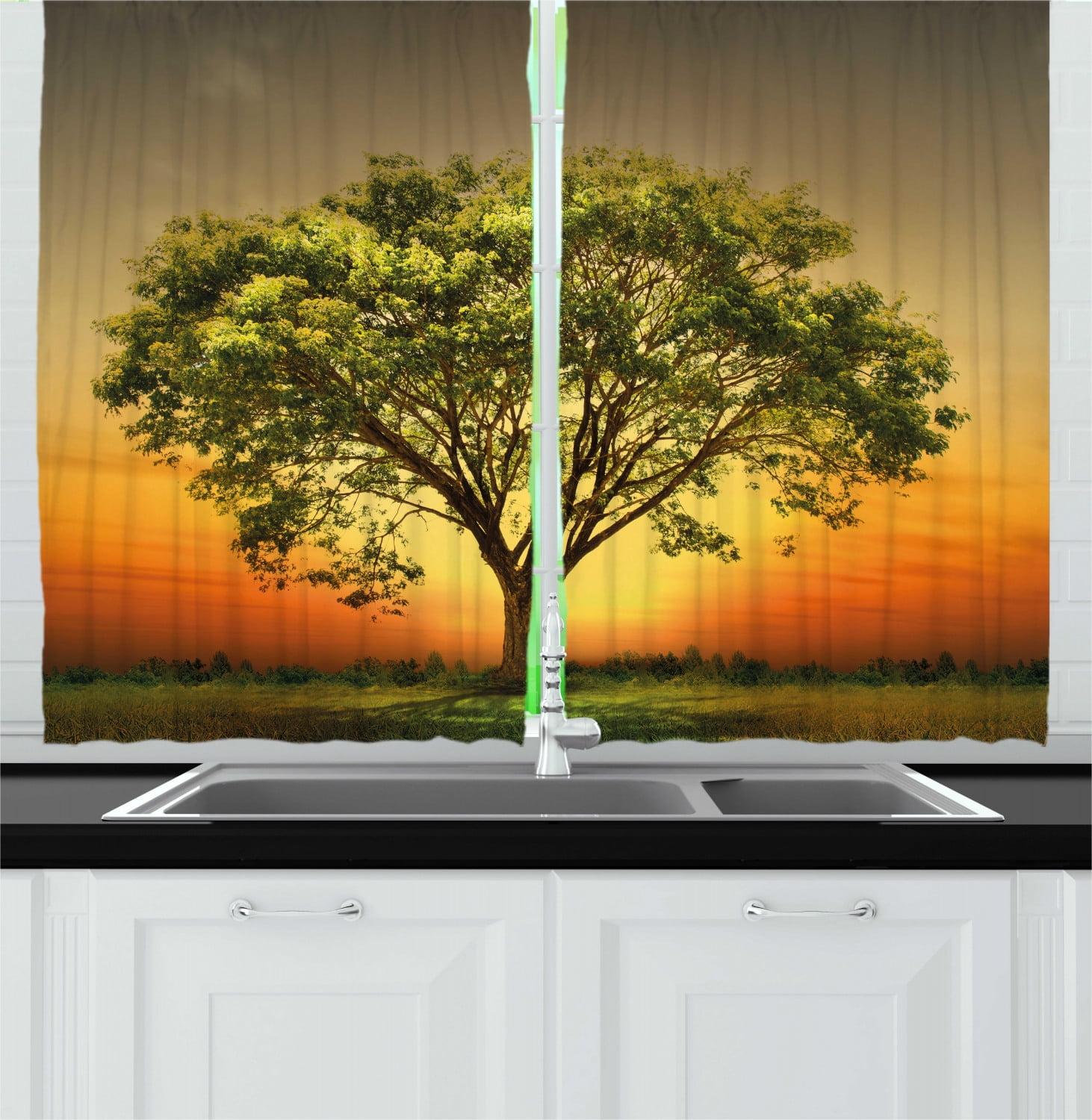 Pointed 55'' W Kitchen Curtain in