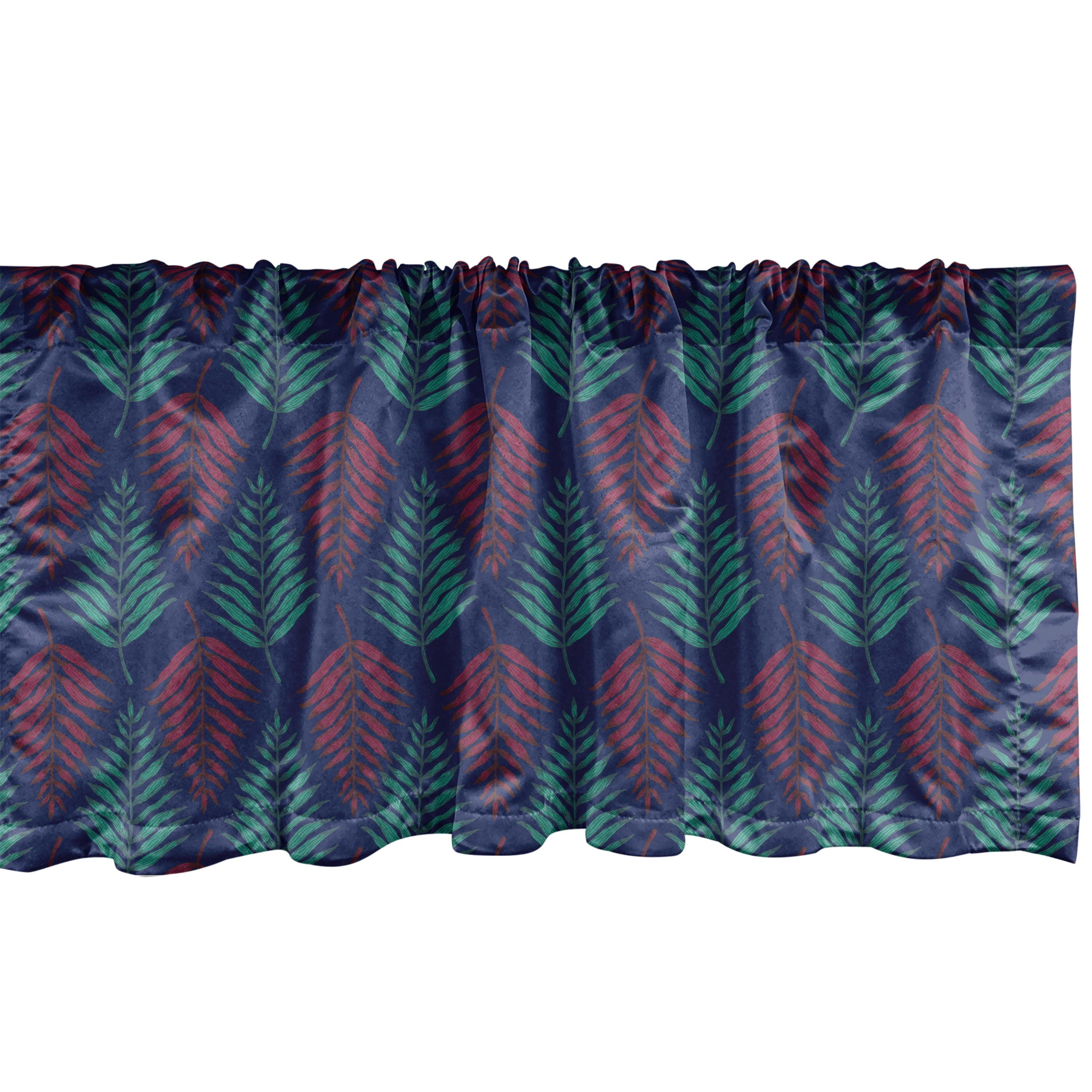 Ambesonne Tropical Valance Pack of 2 Jungle Botany Leafage Art Laurel Green Salmon