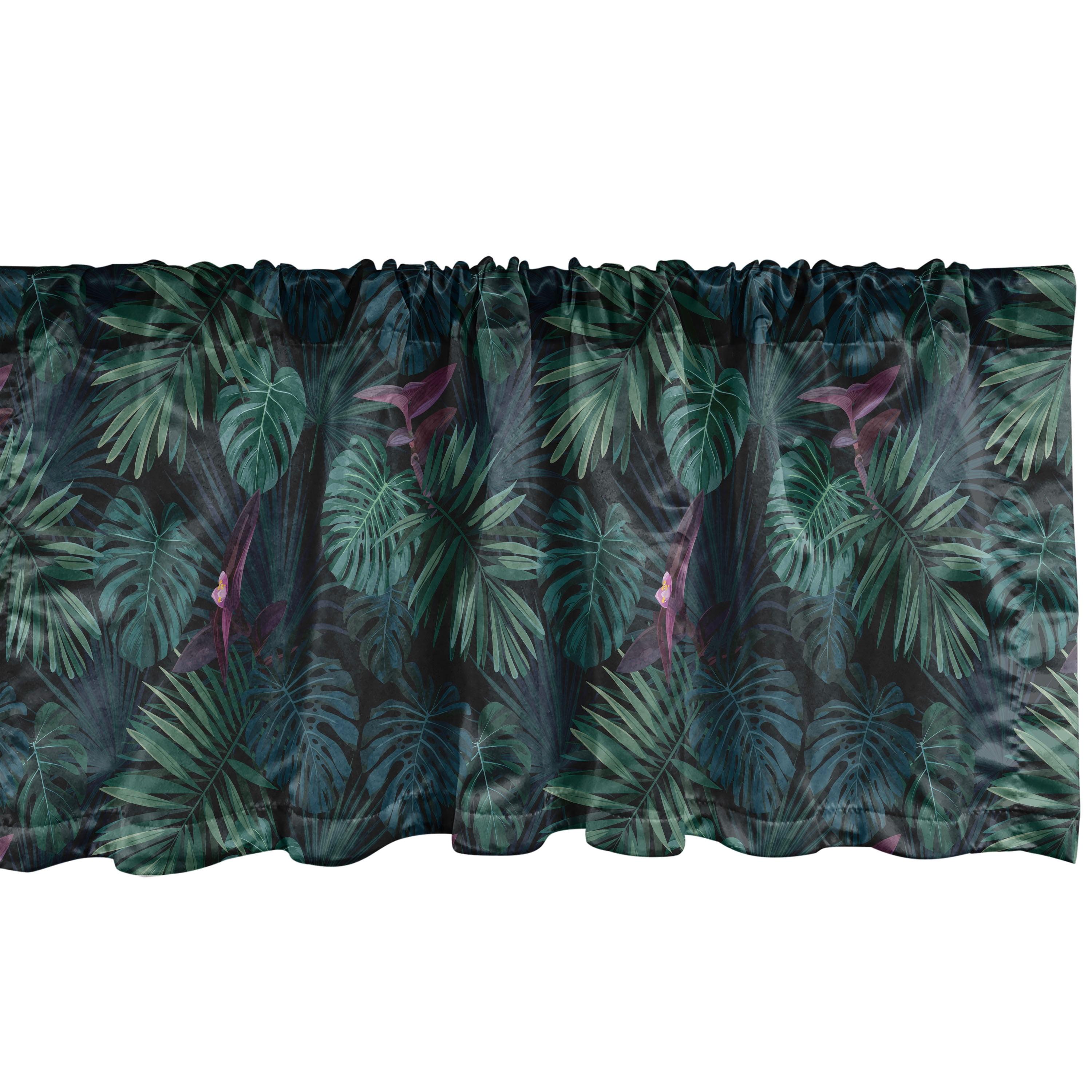 Ambesonne Palm Leaf Valance Pack of 2 Tropical Jungle Motifs Dark Green Multicolor