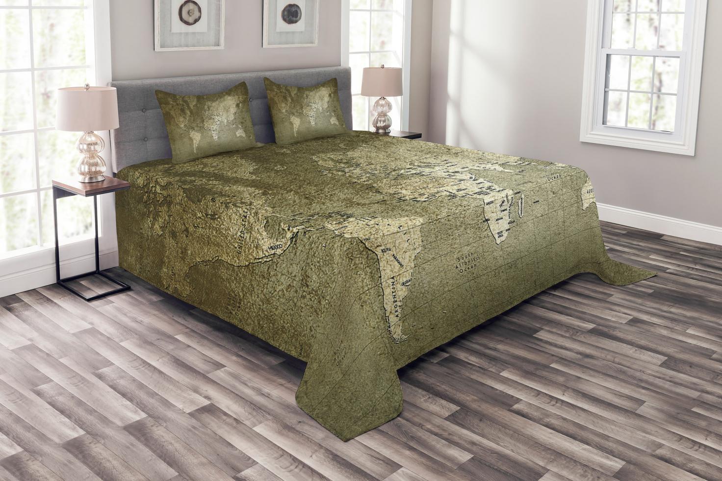 Ambesonne Ambesonne Map Bedspread Nostalgic World