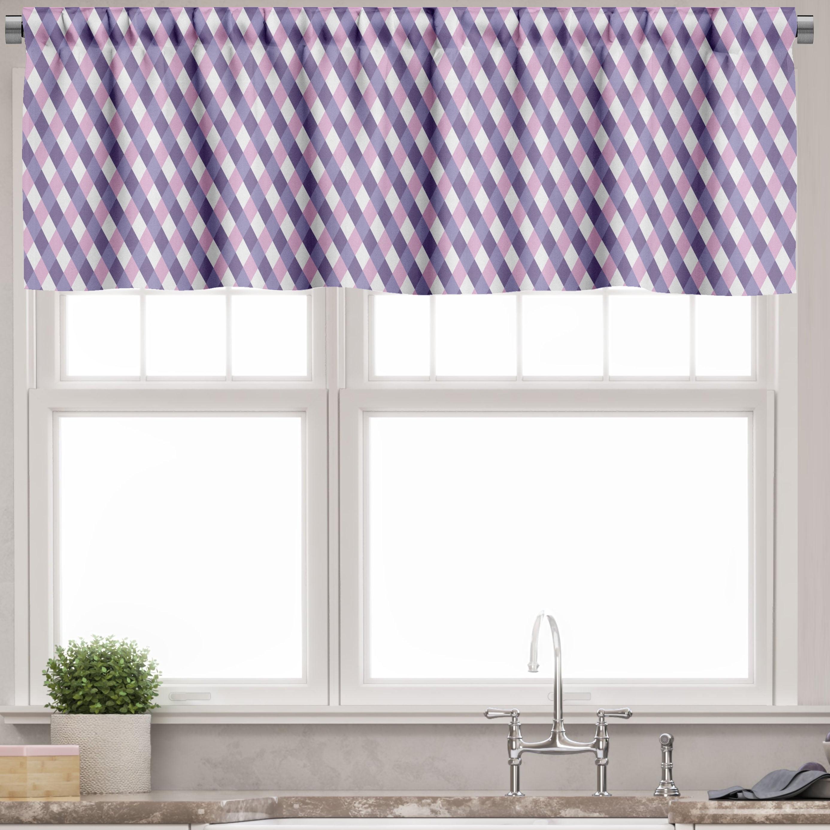 Mauve Lilac Mosaic Pattern Rod Pocket Valance Set