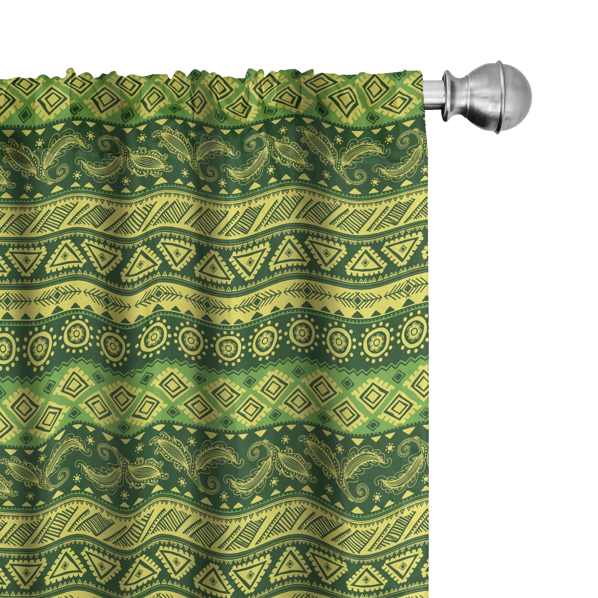 Mexican Print Semi-Sheer Rod Pocket Curtain Panels (Set of 2)