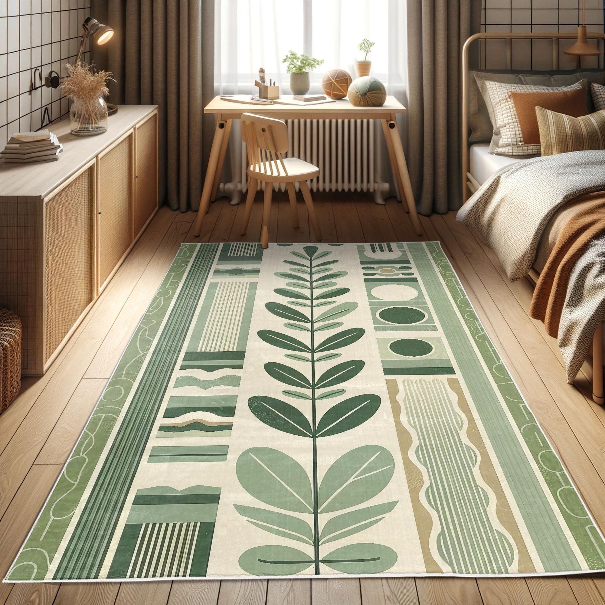 Ambesonne Mid Century High Density Long Fiber Poly Threads Decorative Area Rug Carpet