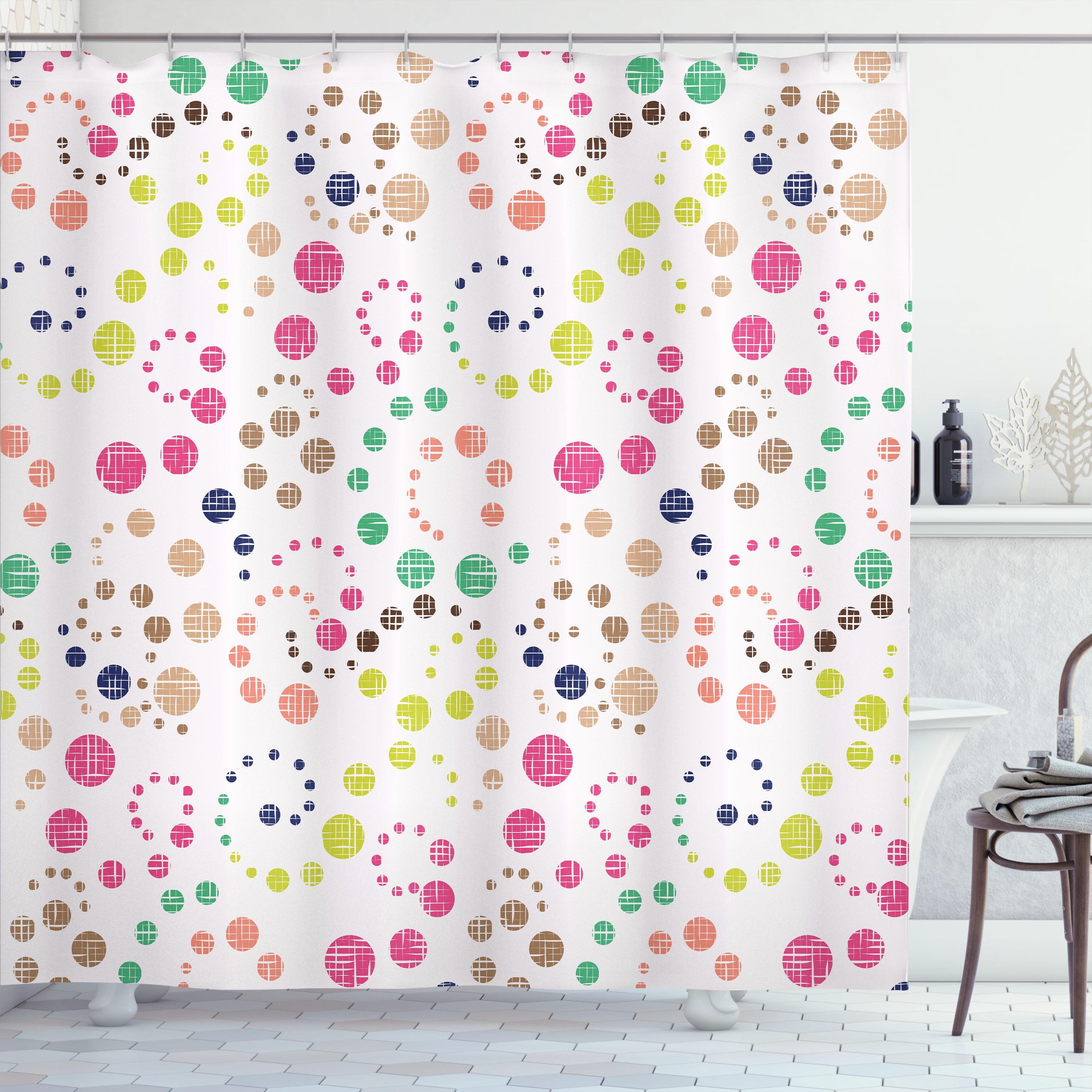 Seafoam Ivory Grunge Polka Dots Fabric Shower Curtain