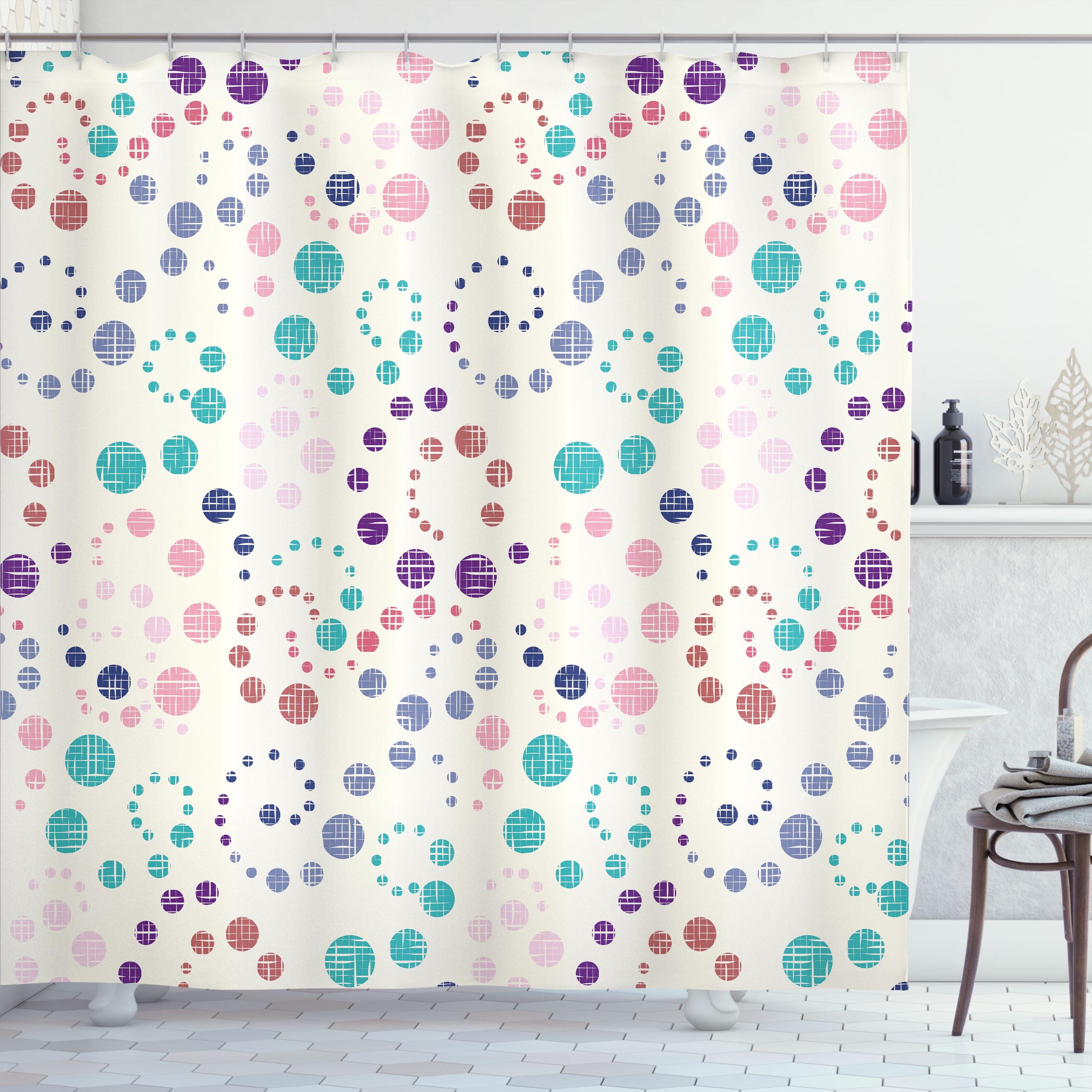 Ceil Blue Grunge Polka Dots Polyester Shower Curtain with Hooks