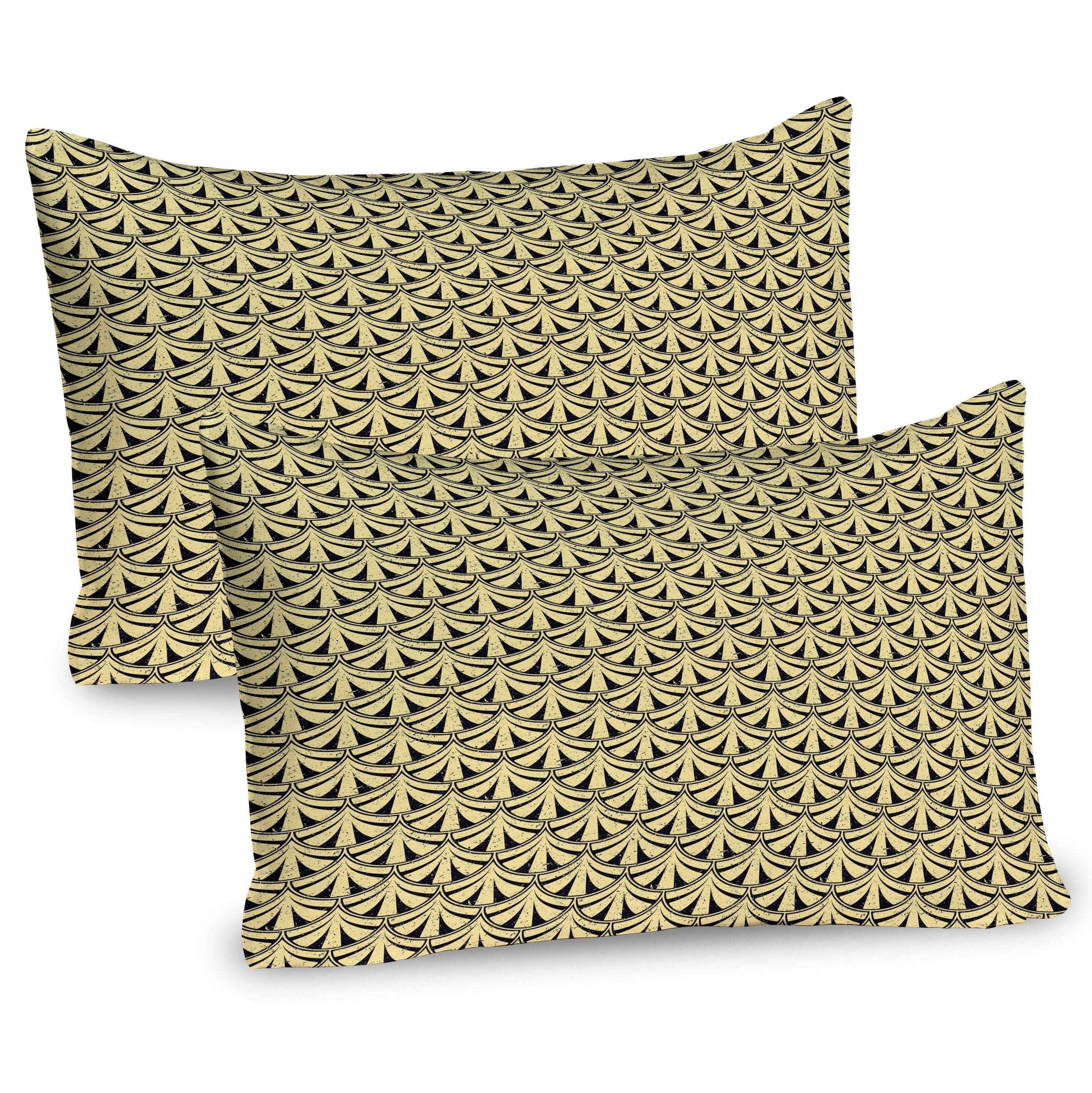 Ambesonne Modern Pillow Sham 2 Pack Grunge Royal Style Retro 36"x20" Pale Yellow and Black