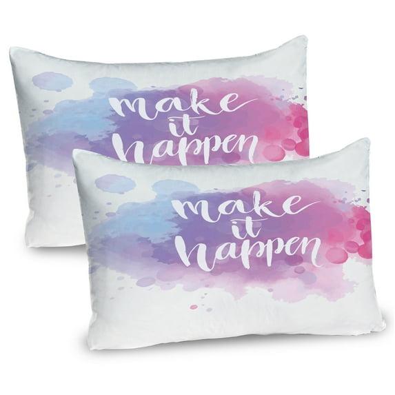 Ambesonne Ambesonne Modern Pillow Sham 2 Pack Positive Words Paint Blue Fuchsia
