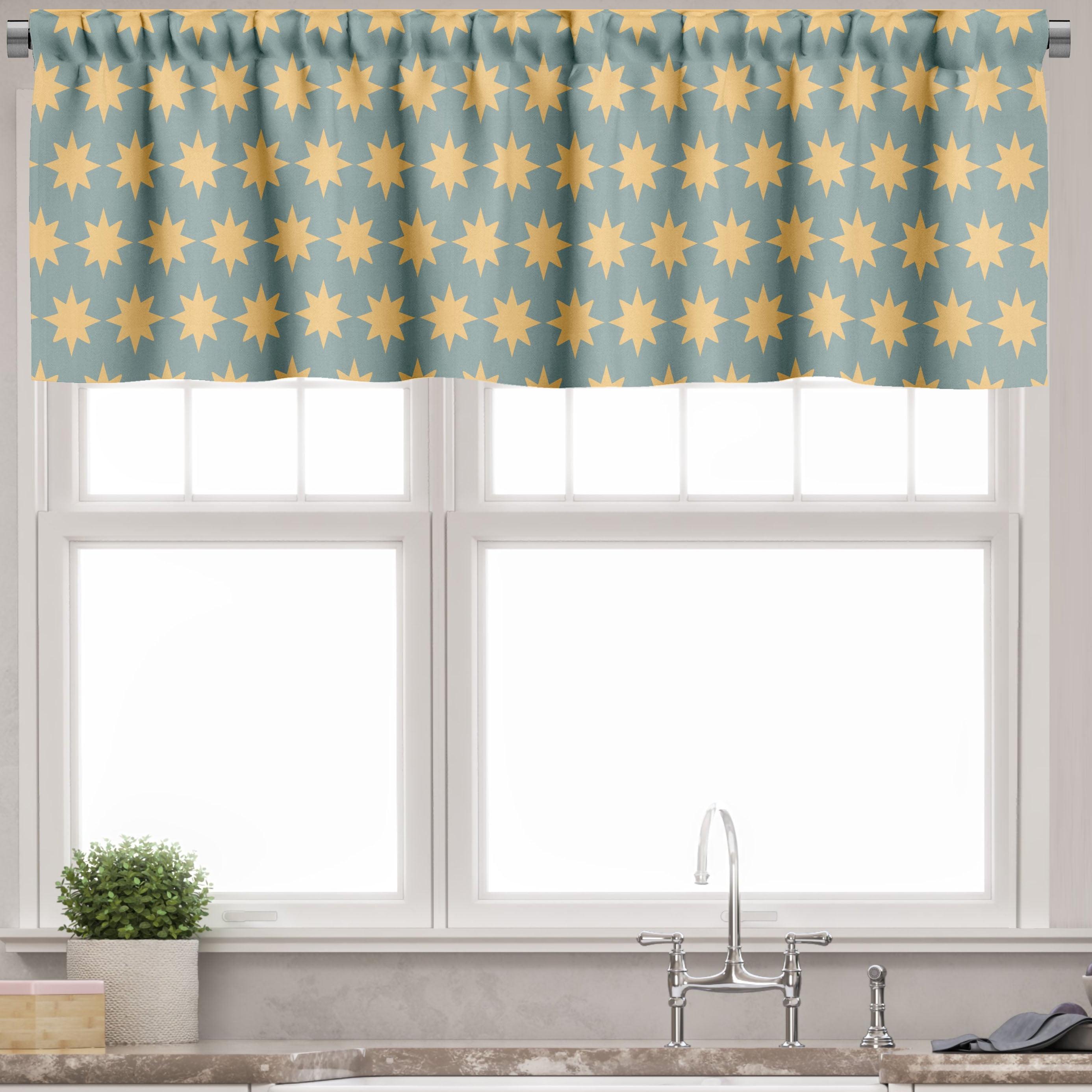 Starry Night Apricot Mustard Satin Rod Pocket Valance