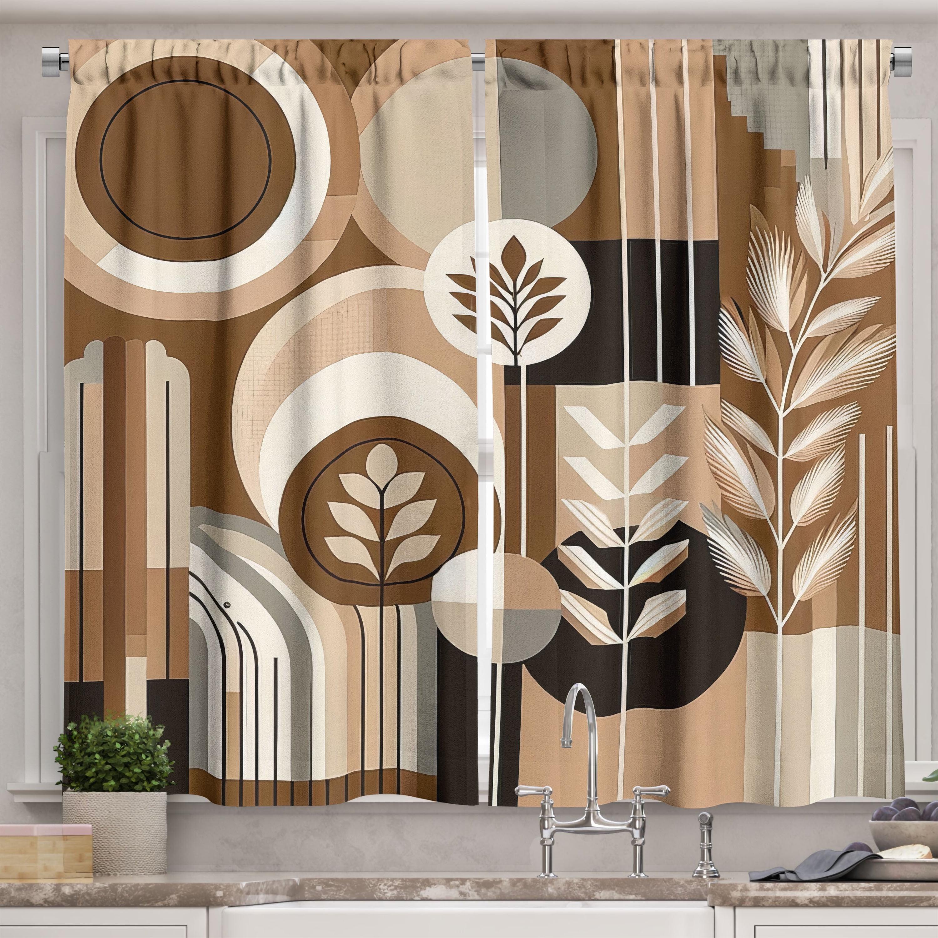 Monstera 55'' W Kitchen Curtain (Set of 2)