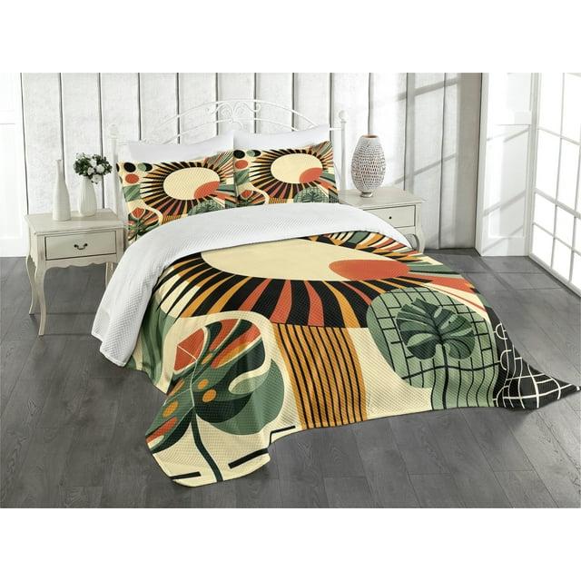 Ambesonne Monstera Bedspread Mid Century Abstract Sun 429431 | Wayfair