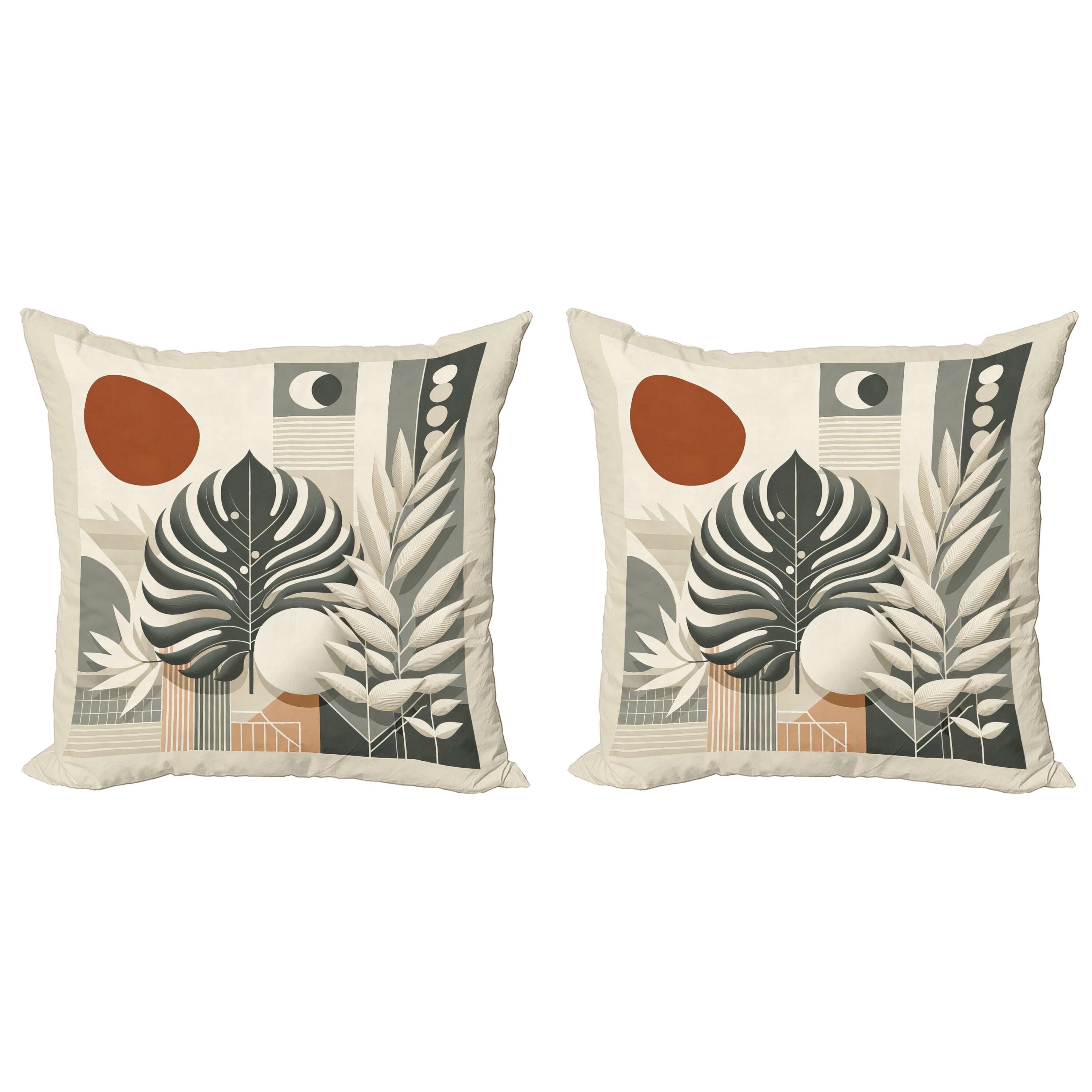 Cinnamon Sage Green Microfiber Reversible Throw Pillow Covers, Set of 2