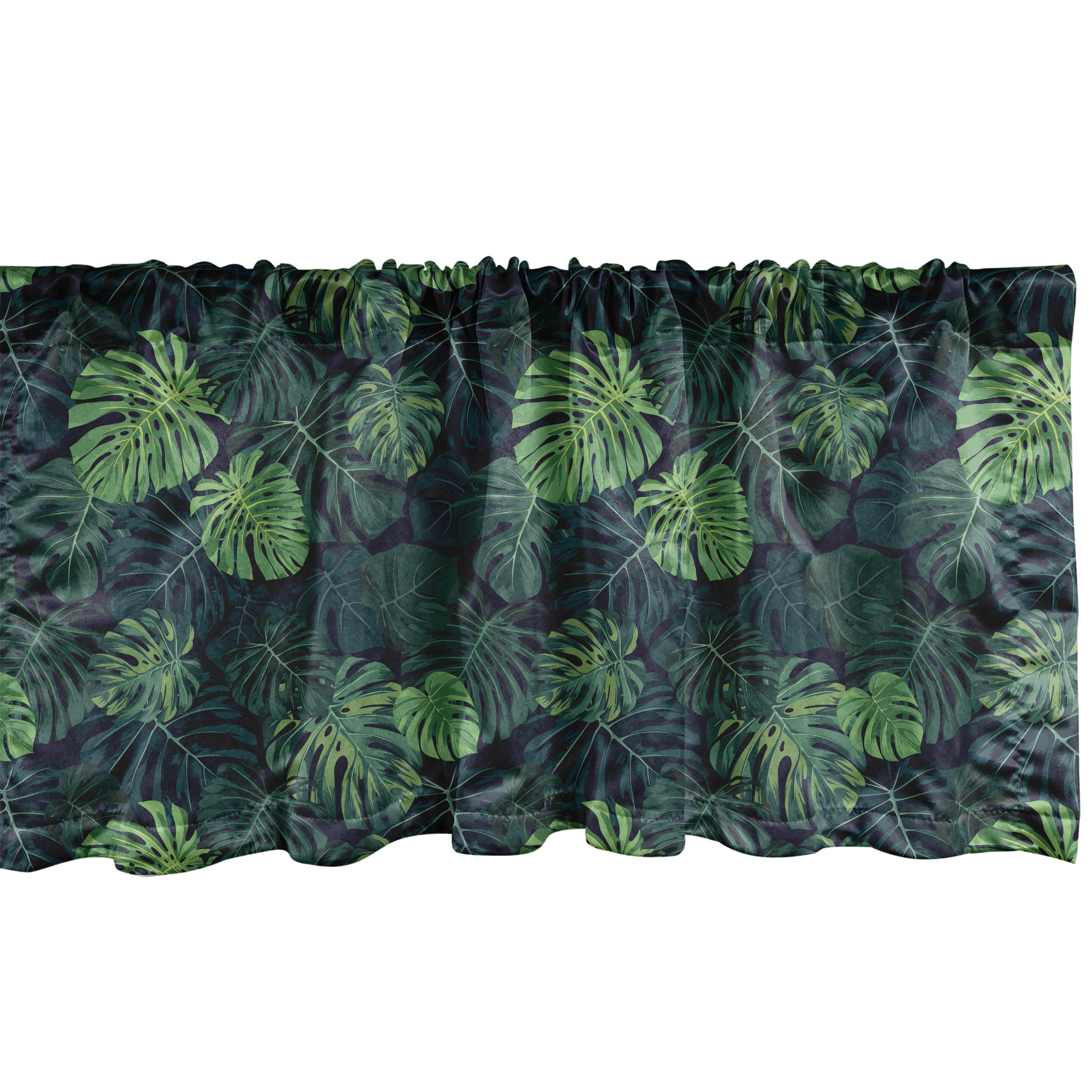 Ambesonne Palm Leaf Valance Pack of 2 Tropical Jungle Motifs Dark Green Multicolor