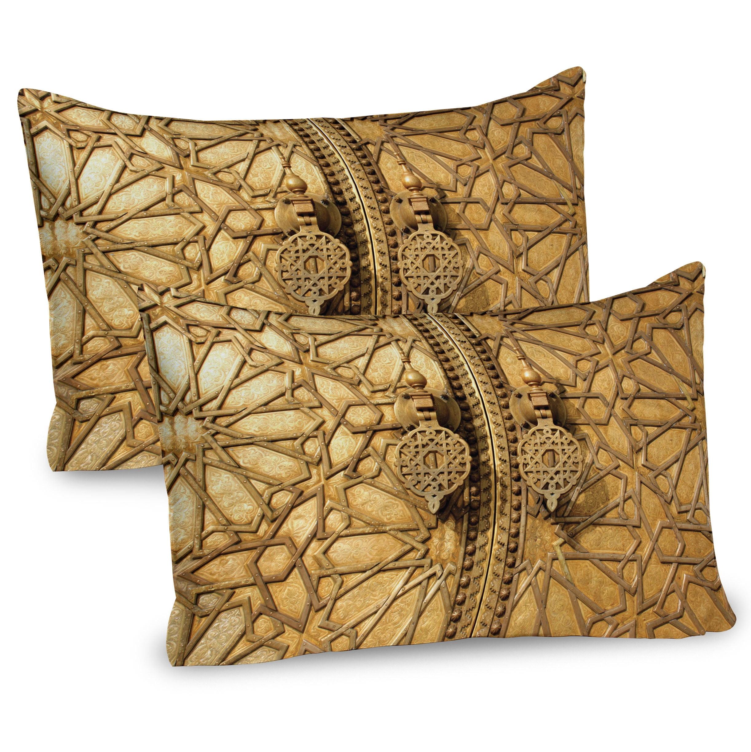 Moroccan Pale Brown Microfiber Pillow Sham Set of 2