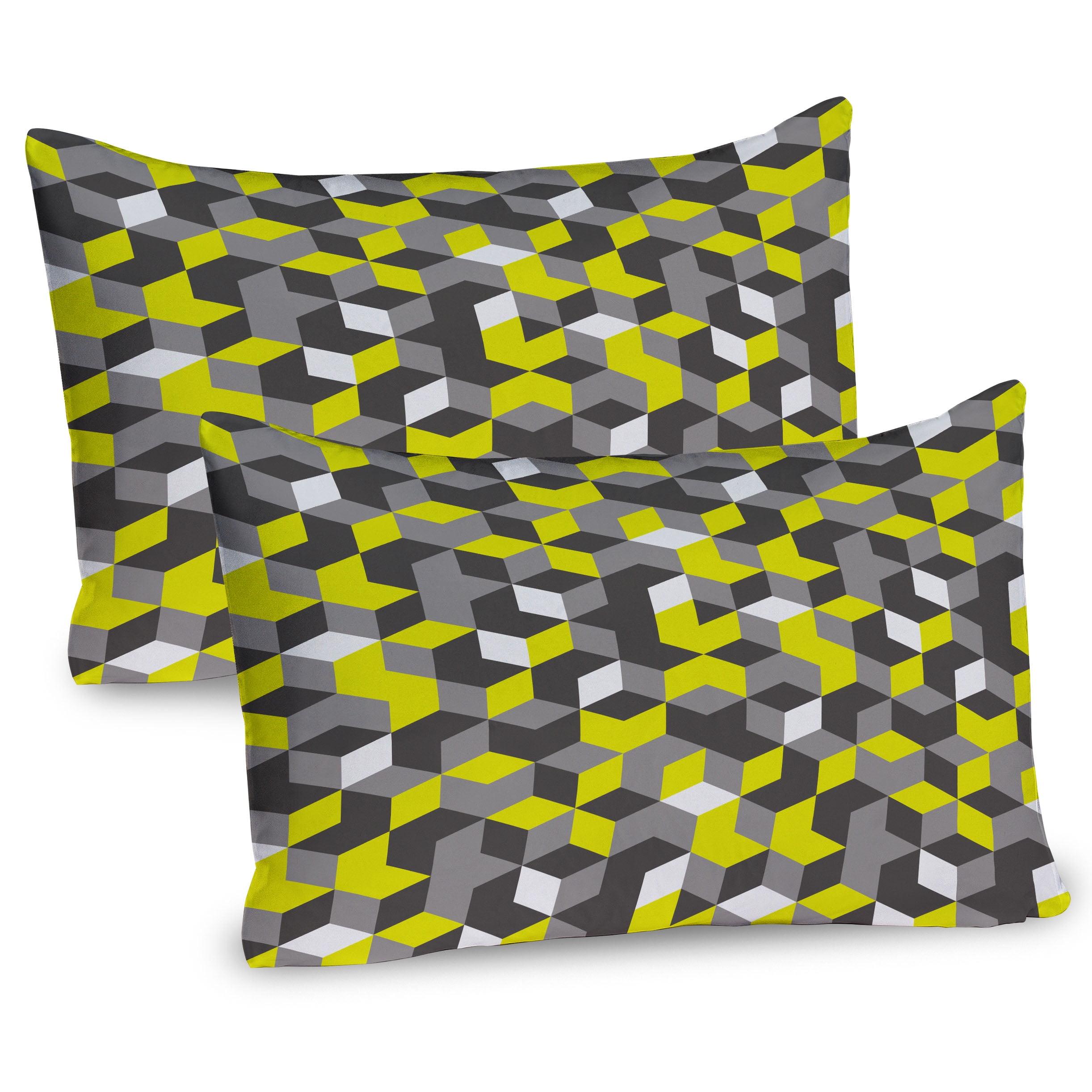 Ambesonne Mustard Yellow Pillow Sham 2 Pack Modern Box Cubes Mustard Yellow