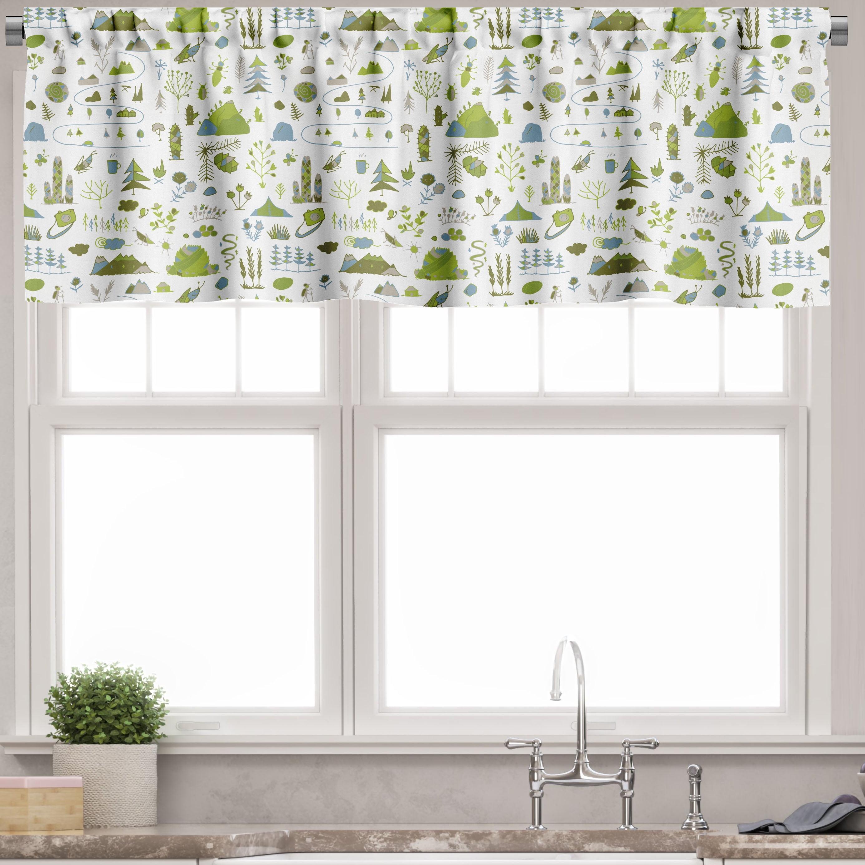 Multicolor Botanical Satin Polyester Rod Pocket Valance Set