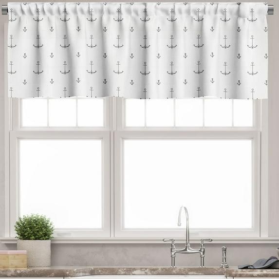 Ambesonne Ambesonne Nautical Valance Pack of 2 Maritime Sea Item Pattern Charcoal Grey and White