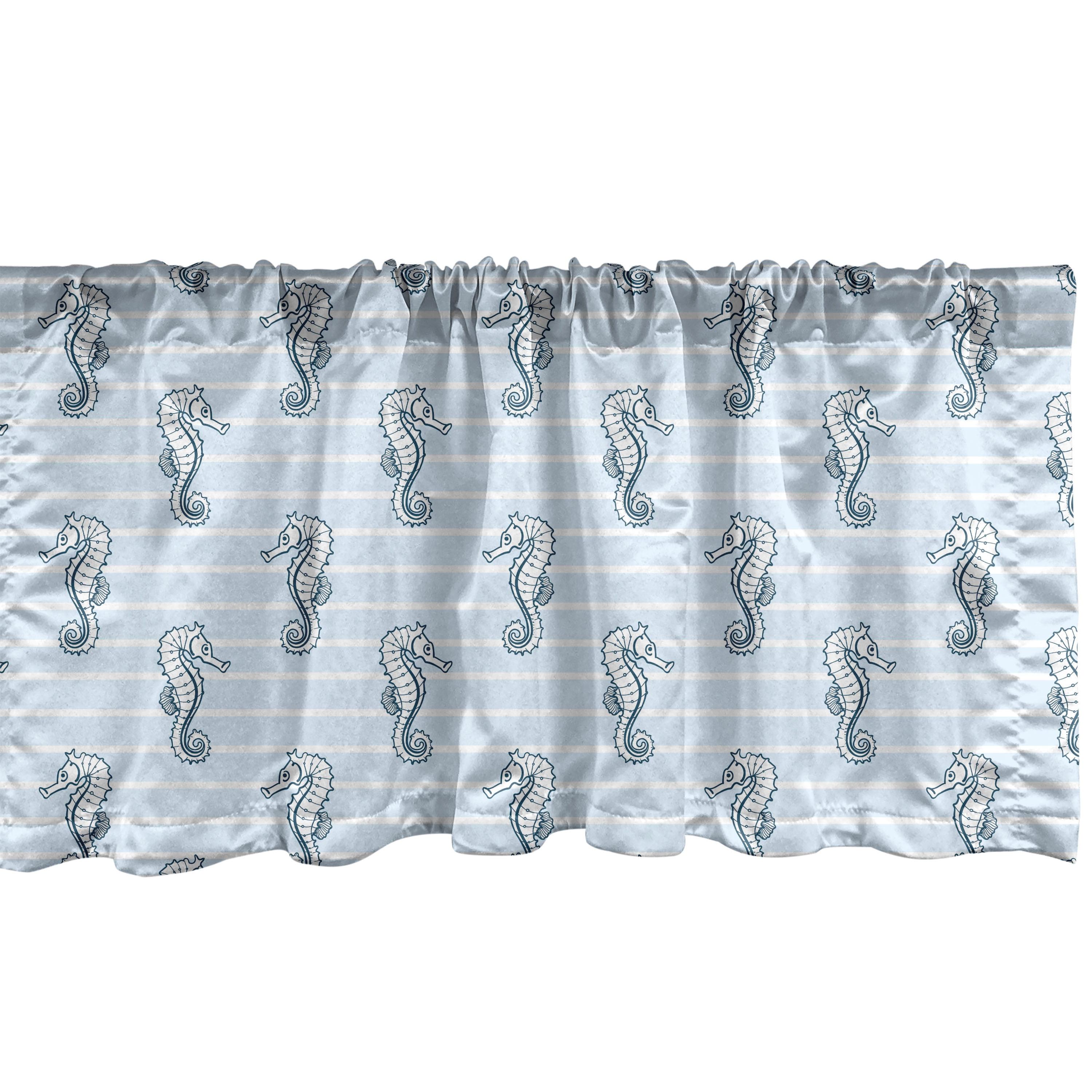 Ambesonne Nautical Valance Pack of 2 Underwater Creatures Art Sky Blue Multicolor