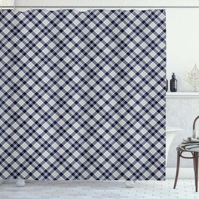 East Urban Home East Urban Home Navy Plaid Shower Curtain Simple Classic Fashion Blue Grey Sea Green
