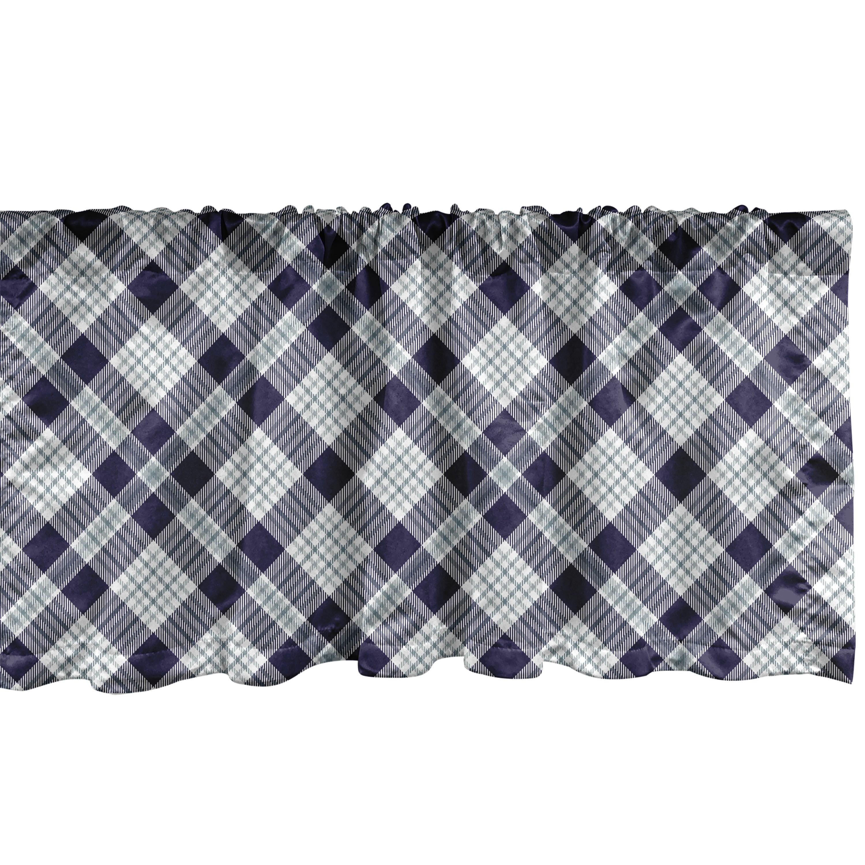 Ambesonne Navy Plaid Valance Pack of 2 Simple Classic Fashion  Blue Grey Sea Green