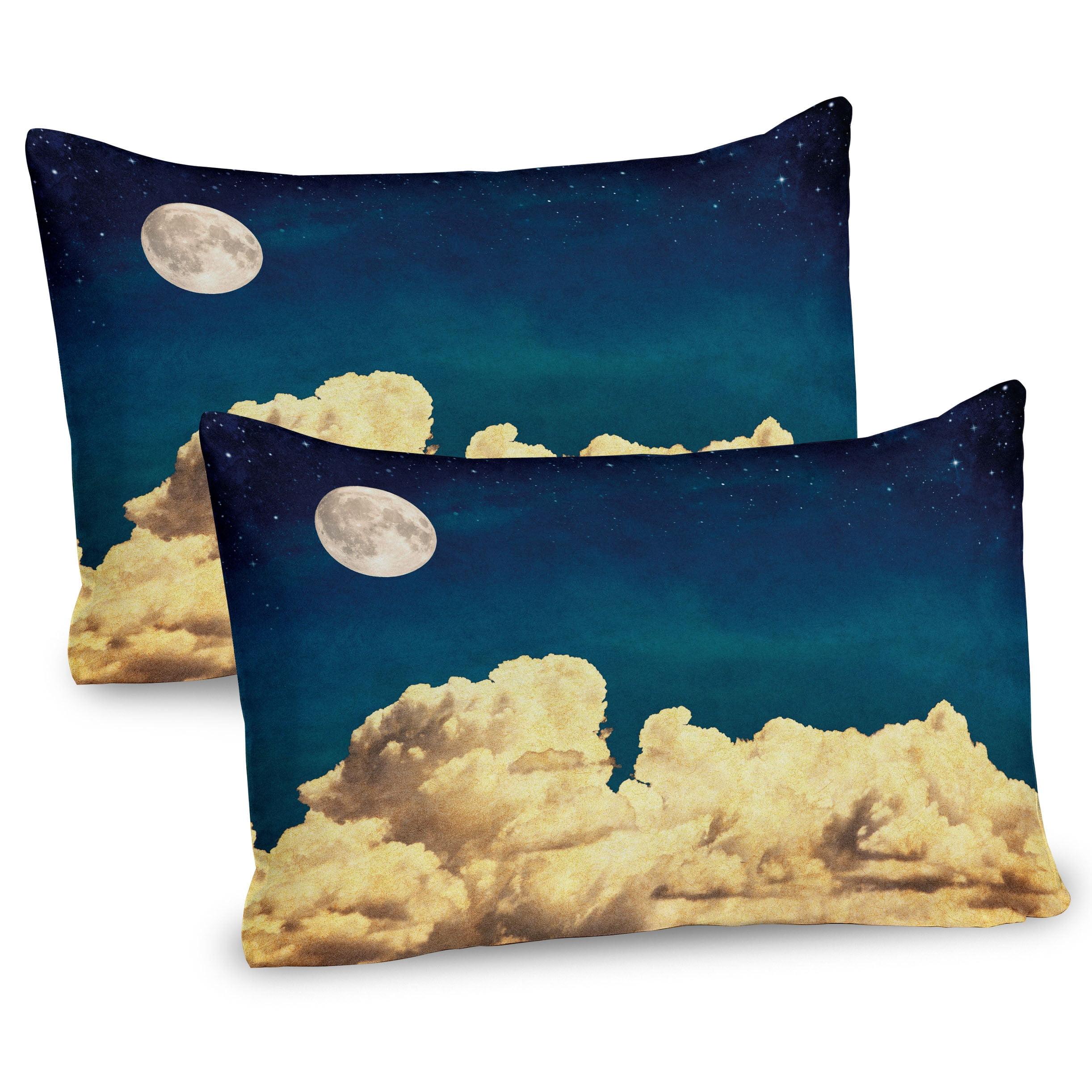 Night Sky Dark Blue and White Microfiber Pillow Shams Set