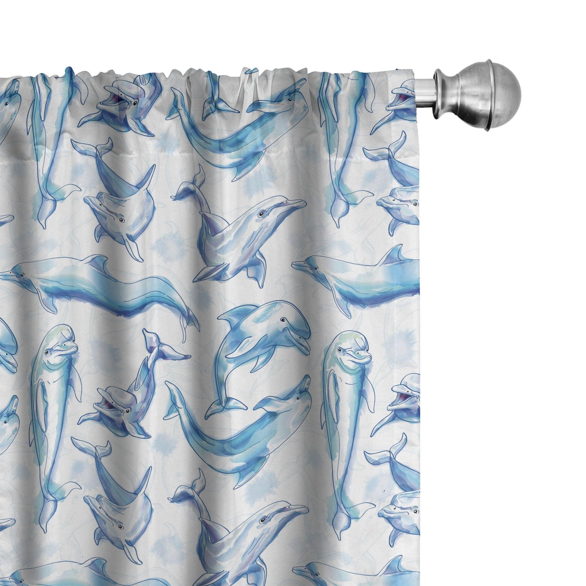 Sea Animals Semi-Sheer Rod Pocket Curtain Panels (Set of 2)