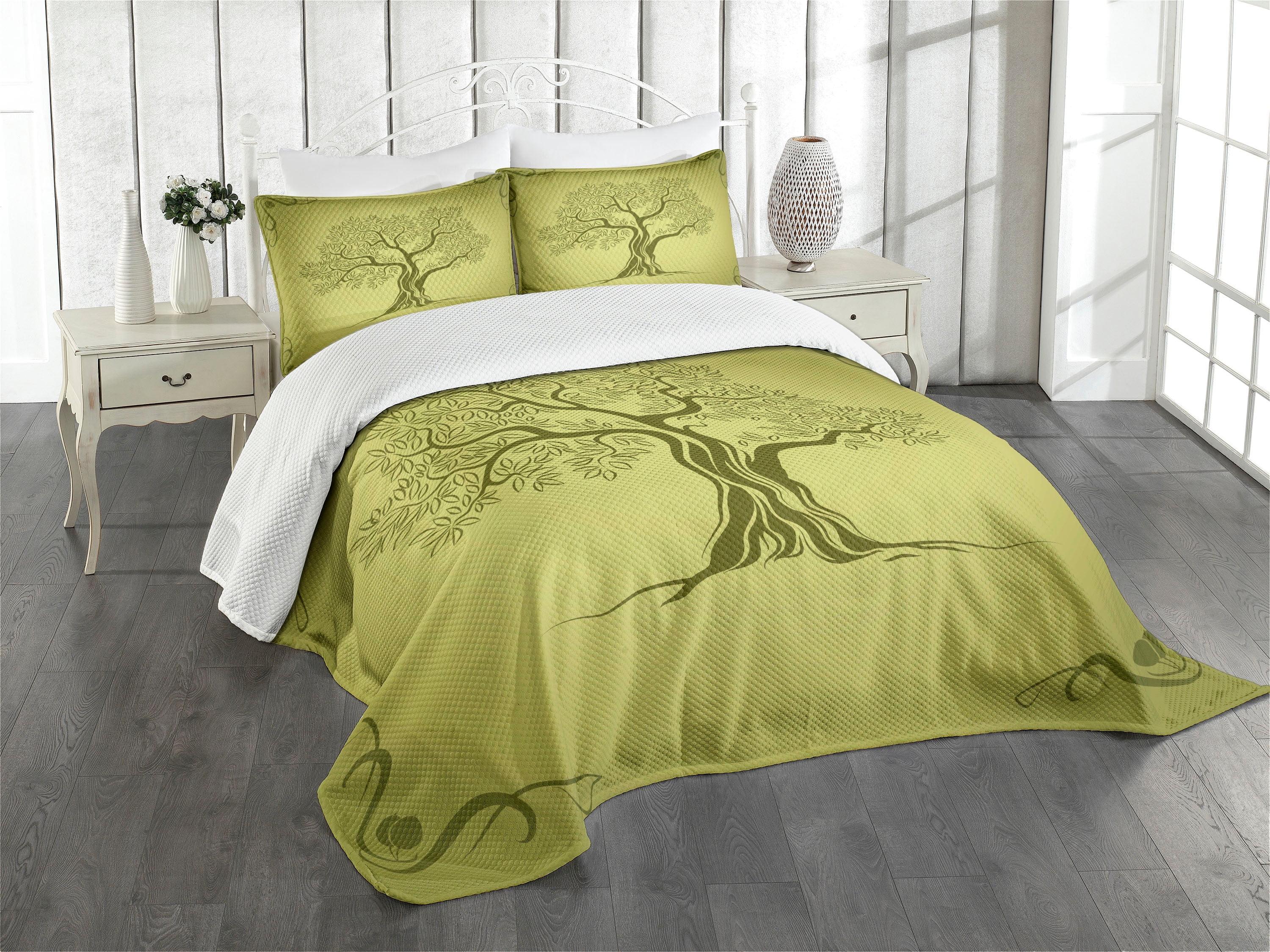 Ambesonne Ambesonne Olive Green Bedspread Set Olive Tree Pattern Olive Green
