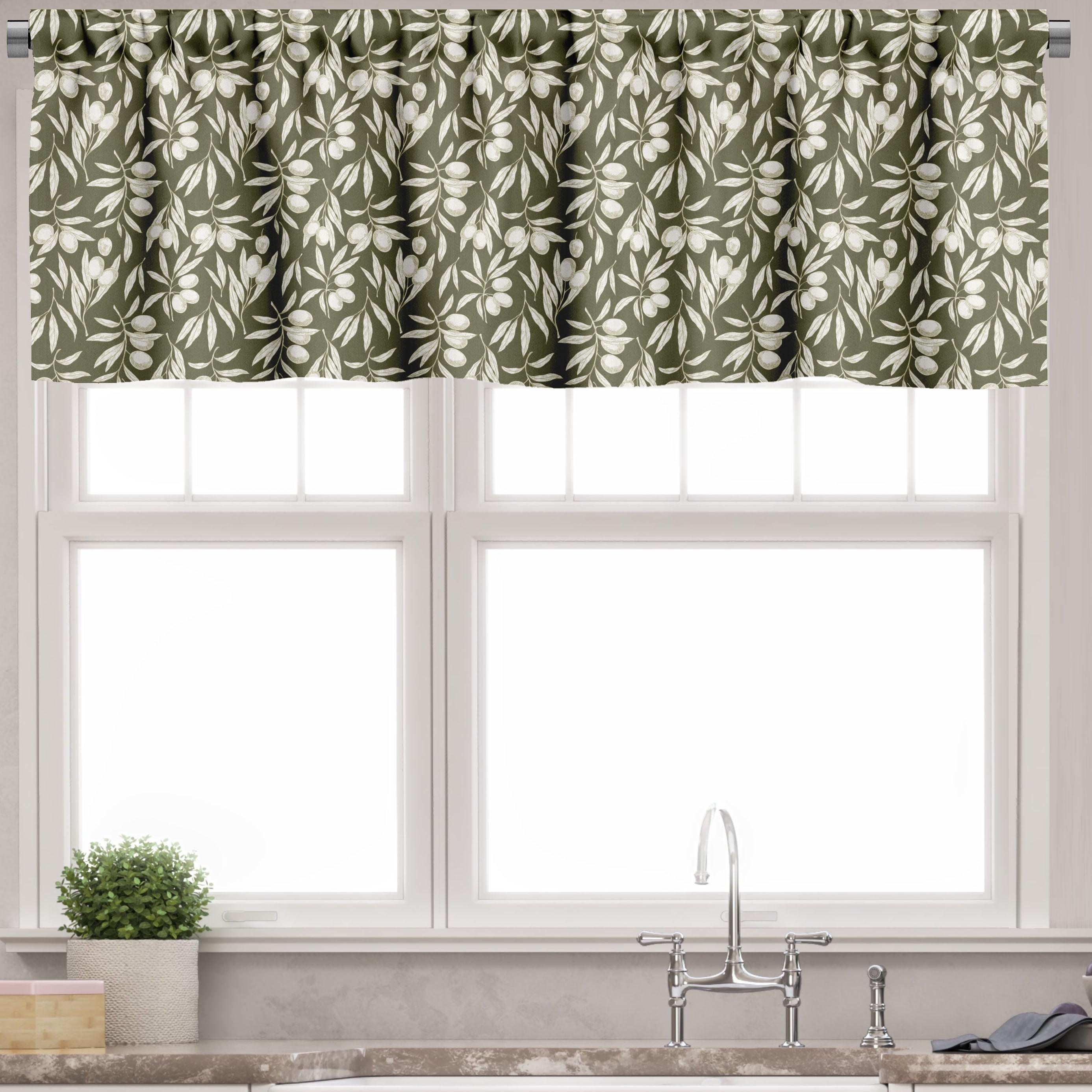 Army Green and Grey Satin Polyester Valance Set