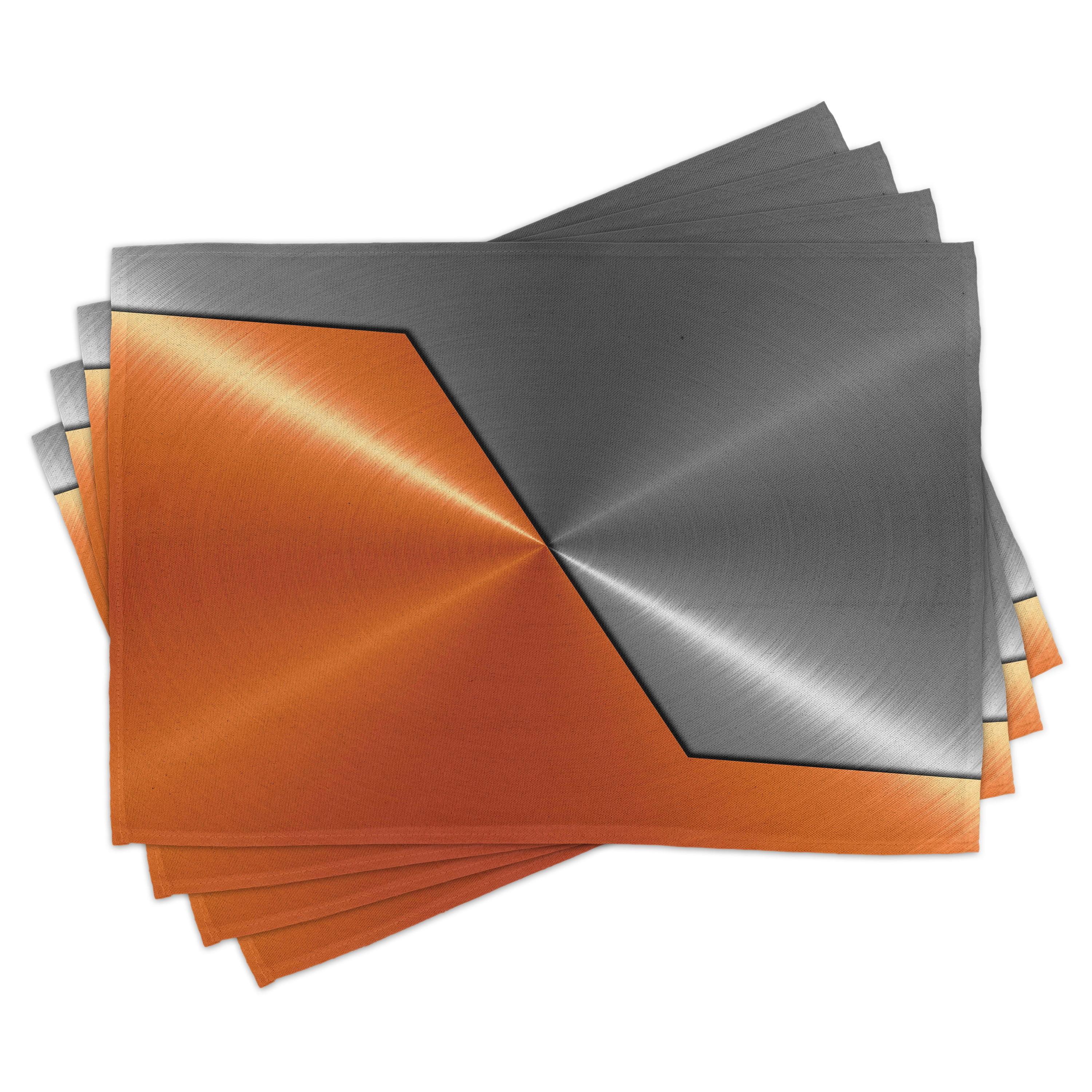 Orange and Gray Modern 3D Fabric Placemats Set of 4