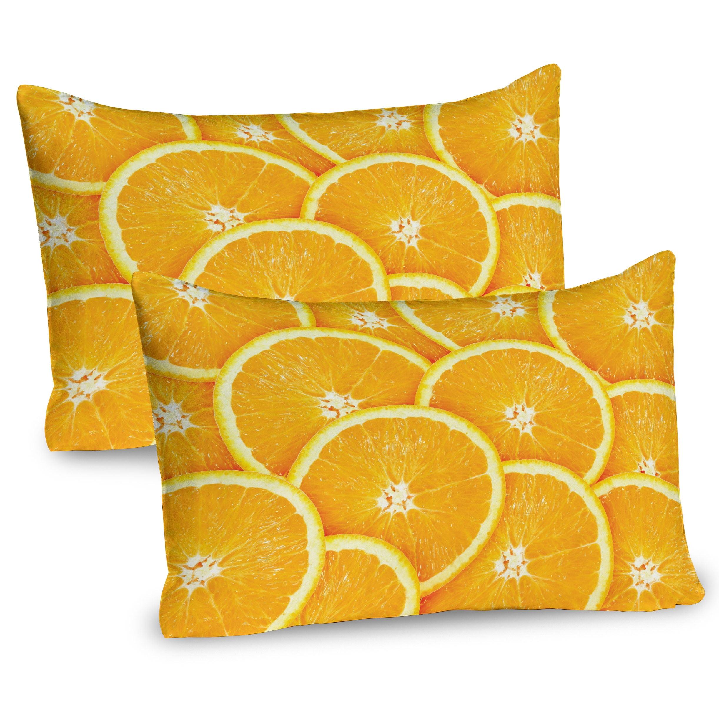 Ambesonne Orange Pillow Sham 2 Pack Citrus Fruit of Orange 26"x20" Marigold