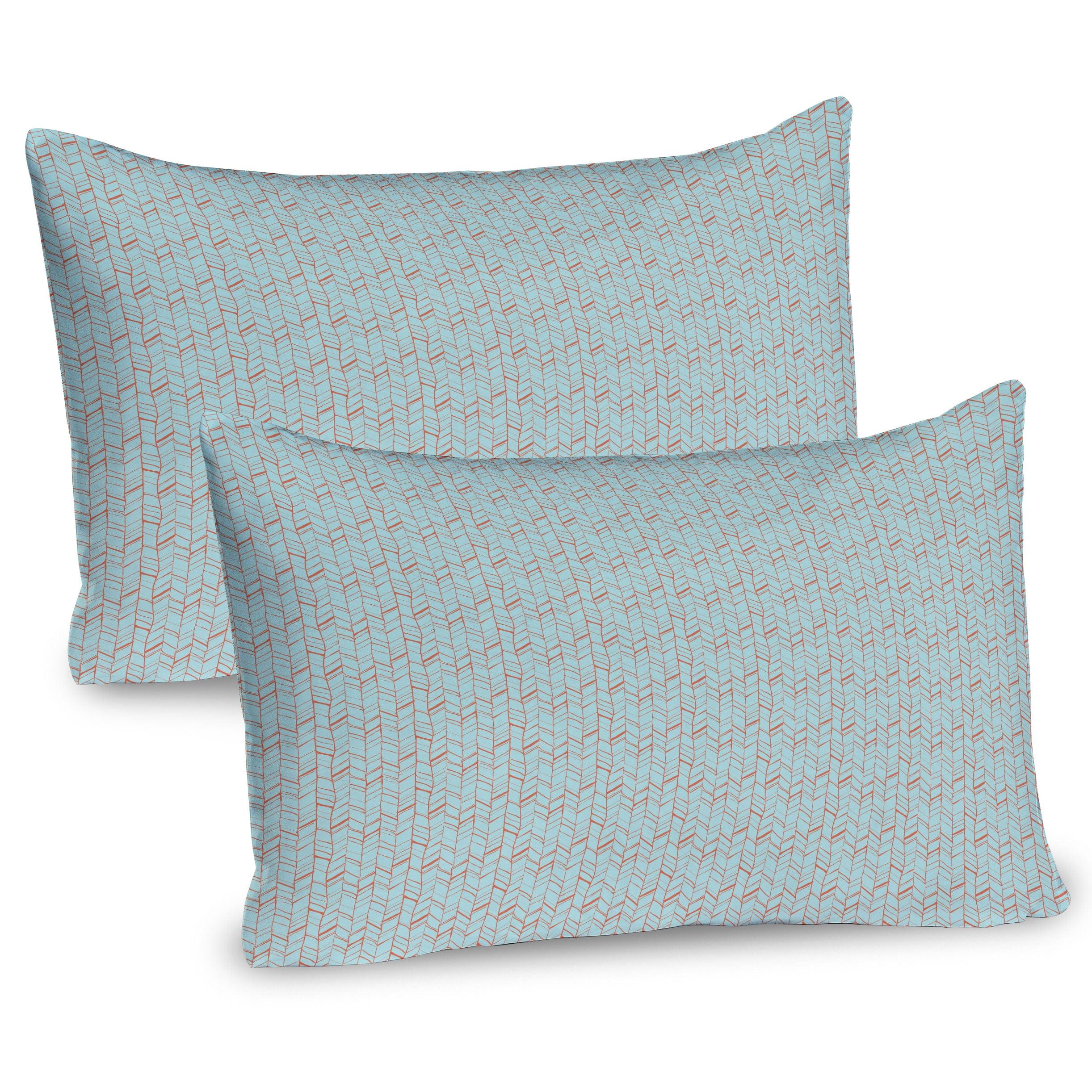 Ambesonne Orange and Blue Pillow Sham 2 Pack Herringbone Sketchy Burnt Orange Pale Blue