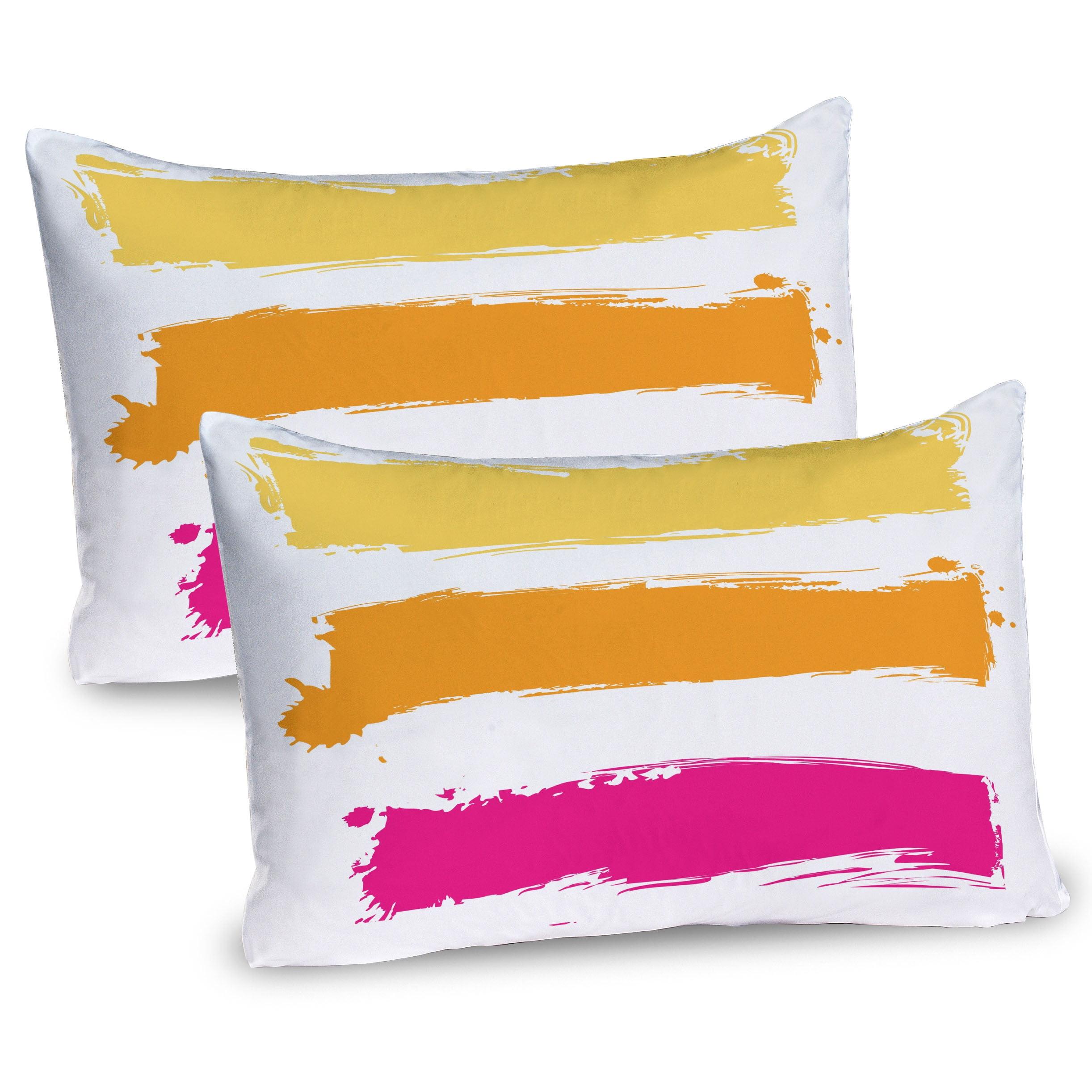 Pale Yellow and Marigold Microfiber Pillow Sham Set