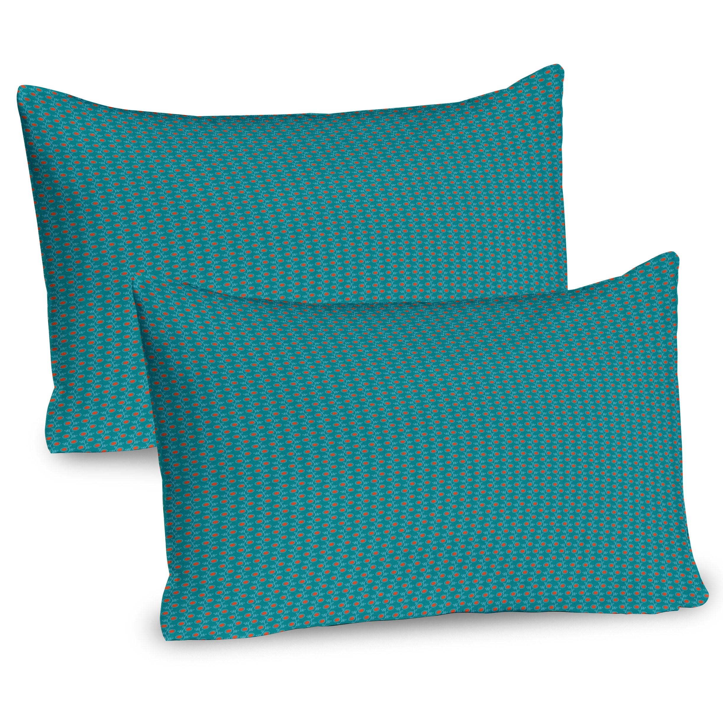 Dark Orange and Teal Microfiber Pillow Sham Set, 20" x 30"